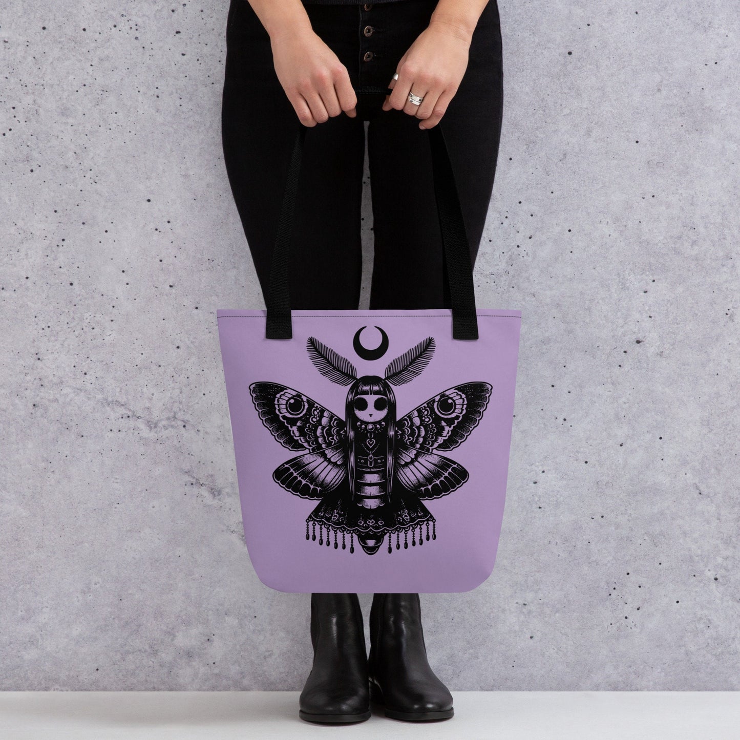 PURPLE Gothic Grunge Pastel Goth Luna Moth Tote Bag, Dreamcore Ventcore Darkcore Weird Stuff Dark Aesthetic Tote Bag