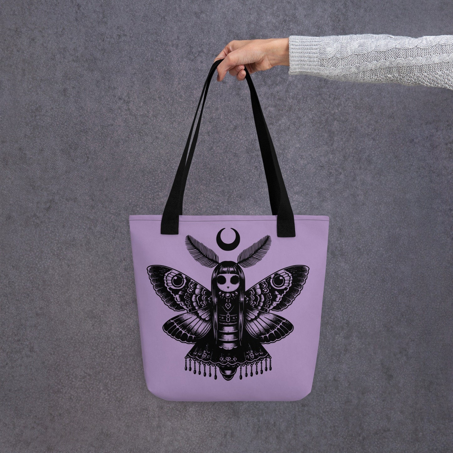 PURPLE Gothic Grunge Pastel Goth Luna Moth Tote Bag, Dreamcore Ventcore Darkcore Weird Stuff Dark Aesthetic Tote Bag