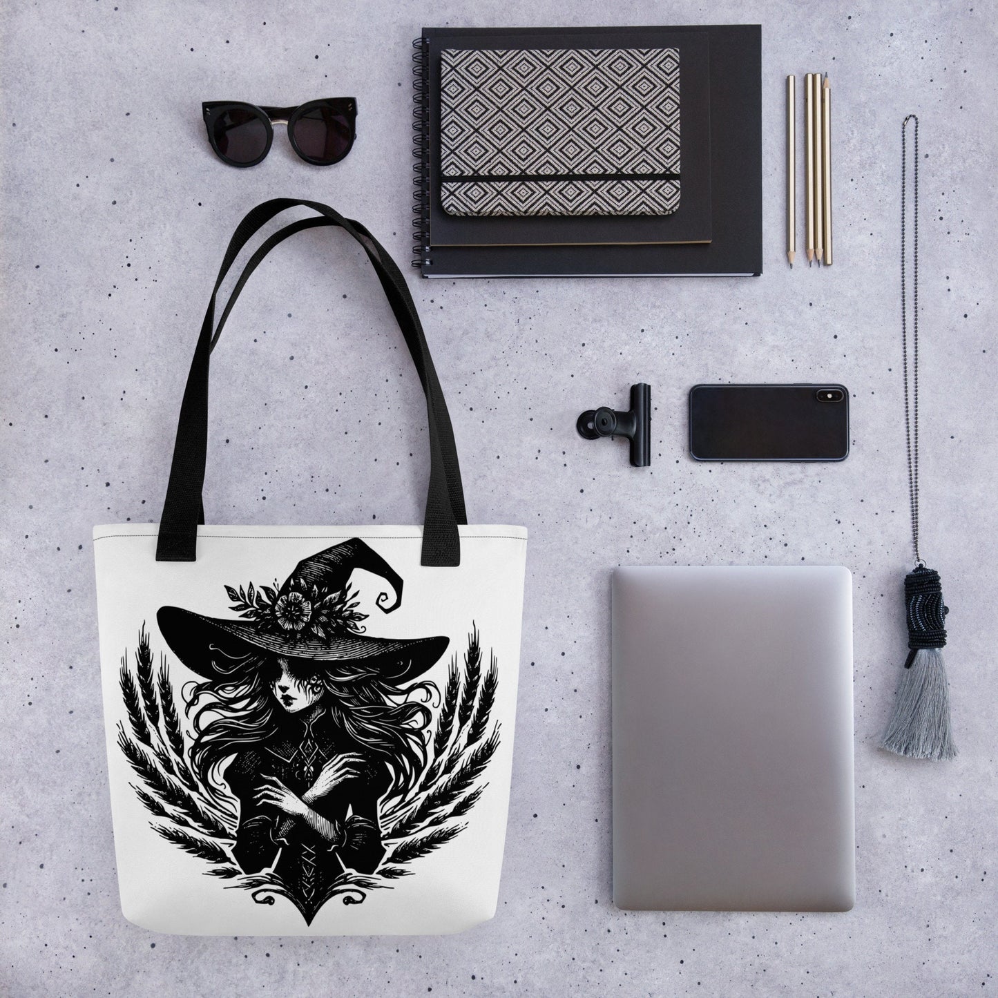 WHITE Gothic Grunge Pastel Goth Wheat Witch Tote Bag, Ventcore Darkcore Weird Stuff Dark Aesthetic Halloween Tote Bag