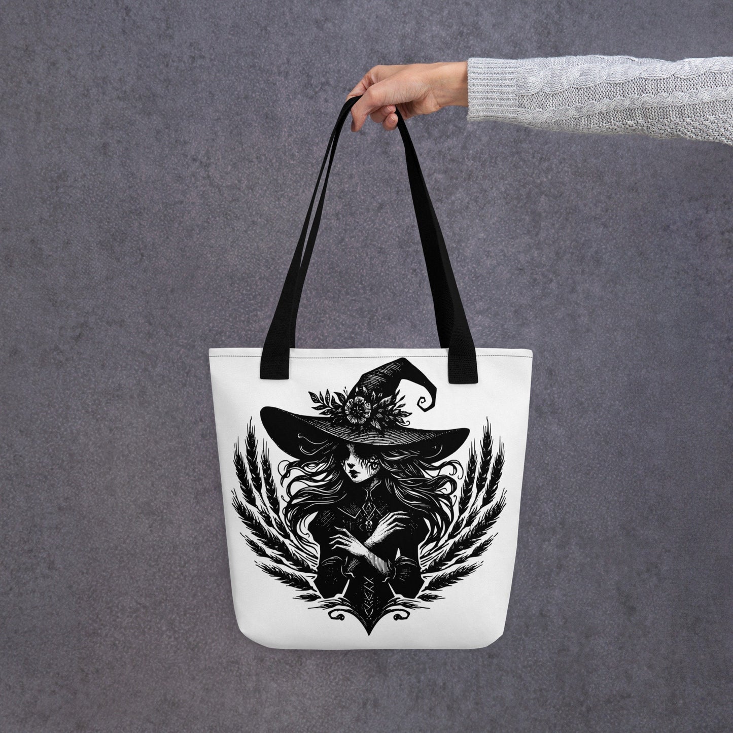 WHITE Gothic Grunge Pastel Goth Wheat Witch Tote Bag, Ventcore Darkcore Weird Stuff Dark Aesthetic Halloween Tote Bag