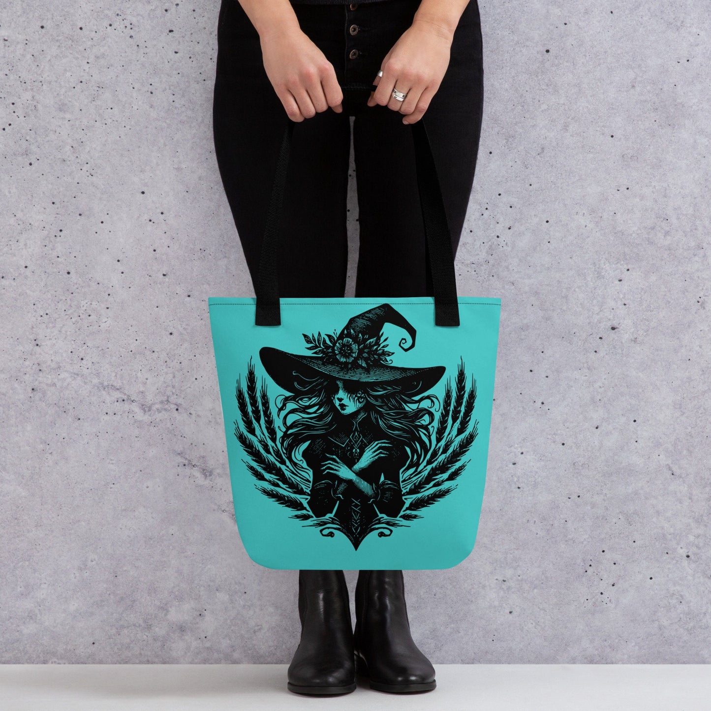 AQUA Gothic Grunge Pastel Goth Wheat Witch Tote Bag, Ventcore Darkcore Weird Stuff Dark Aesthetic Halloween Tote Bag