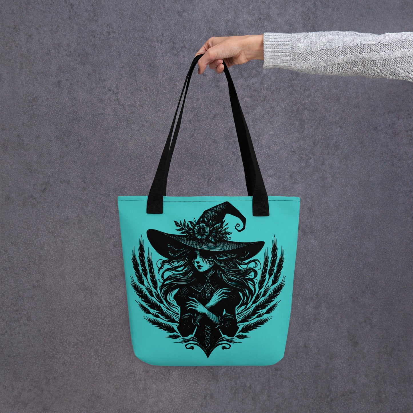 AQUA Gothic Grunge Pastel Goth Wheat Witch Tote Bag, Ventcore Darkcore Weird Stuff Dark Aesthetic Halloween Tote Bag