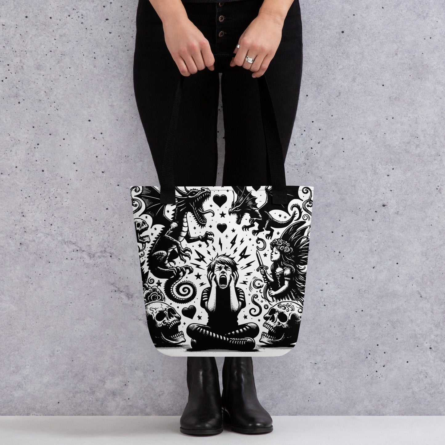 WHITE Gothic Grunge Pastel Goth Outcry Tote Bag, Dreamcore Ventcore Darkcore Weird Stuff Dark Aesthetic Tote Bag
