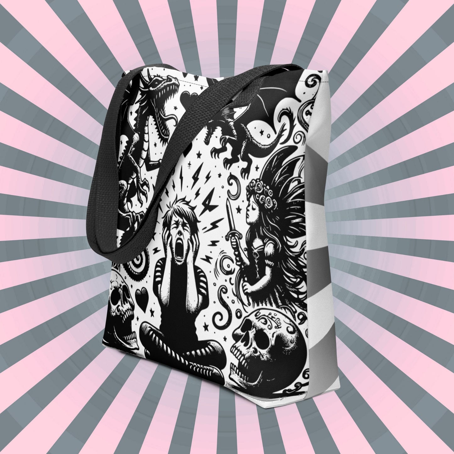 WHITE Gothic Grunge Pastel Goth Outcry Tote Bag, Dreamcore Ventcore Darkcore Weird Stuff Dark Aesthetic Tote Bag
