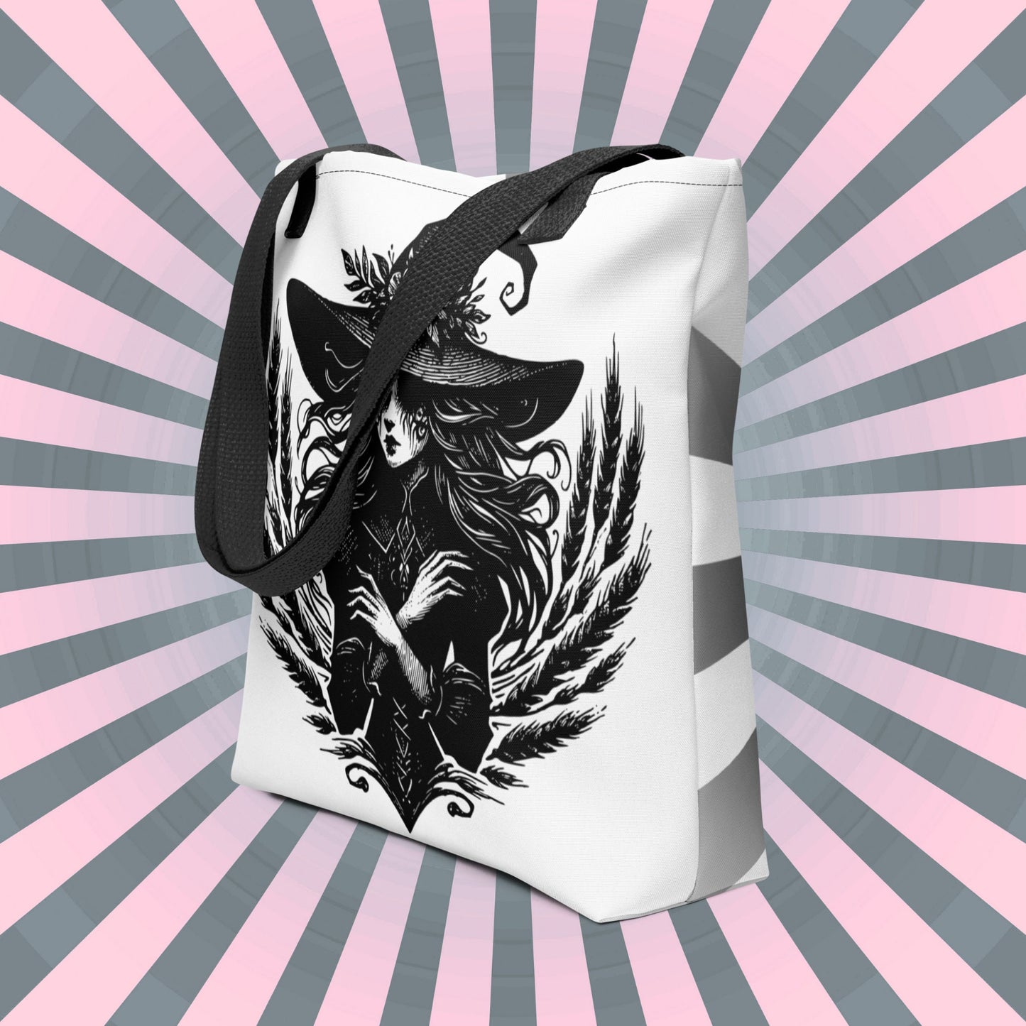 WHITE Gothic Grunge Pastel Goth Wheat Witch Tote Bag, Ventcore Darkcore Weird Stuff Dark Aesthetic Halloween Tote Bag
