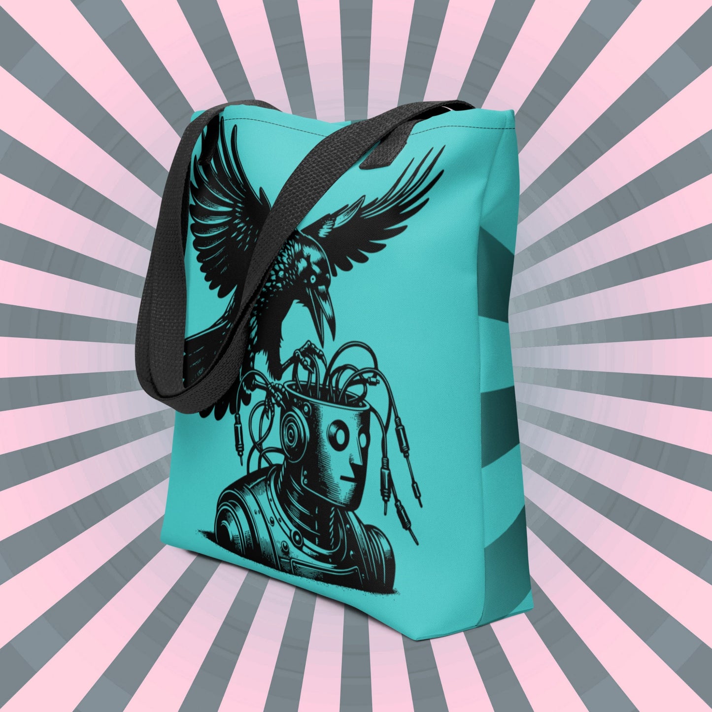 AQUA Pastel Goth Grunge Punk Raven Rewire Robot Tote Bag Animal vs Tech Gothic DreamSage Tote Bag
