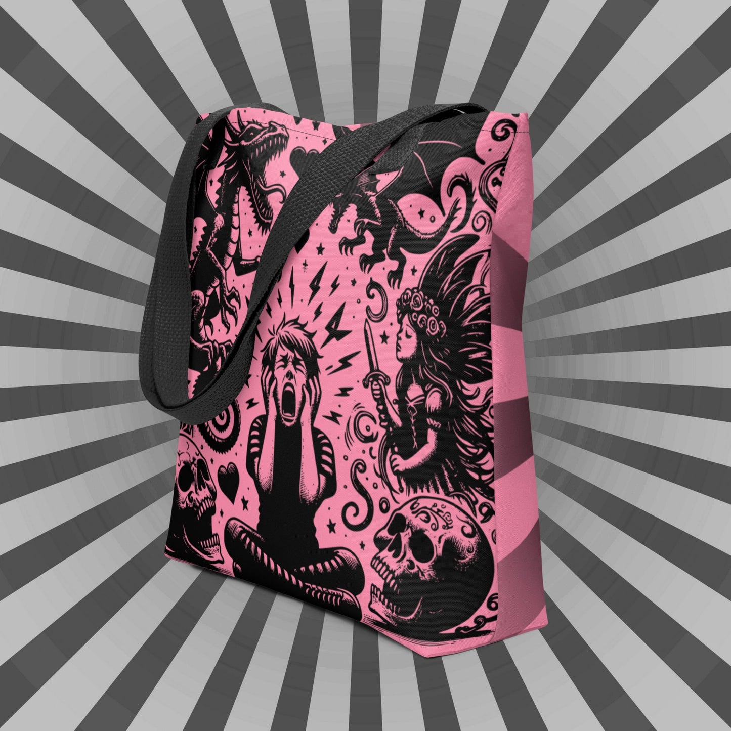 PINK Gothic Grunge Pastel Goth Outcry Tote Bag, Dreamcore Ventcore Darkcore Weird Stuff Dark Aesthetic Tote Bag