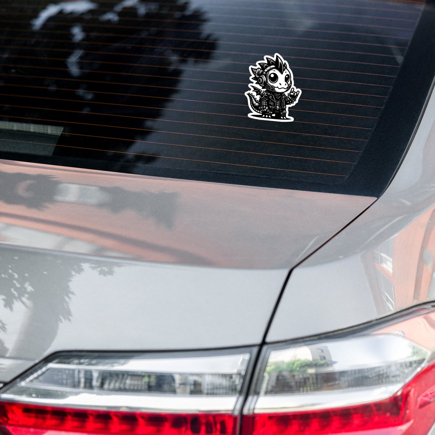Cute Cyberpunk Cyborg Dragon Rock Out Gothic Vinyl Waterproof Sticker, Dreamcore Weirdcore Cryptid Sticker Weird Stuff Unique Gift