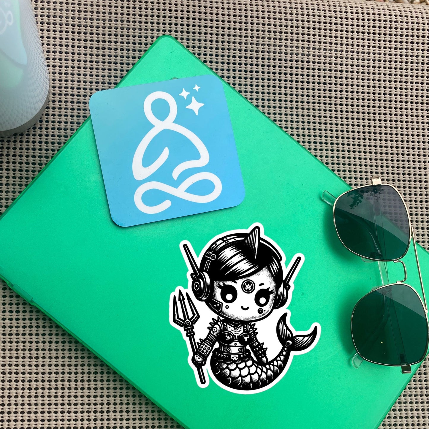 Cute Cyberpunk Cyborg Mermaid Gothic Vinyl Waterproof Sticker, Dreamcore Darkcore Weirdcore Cryptid Sticker Weird Stuff Unique Gift