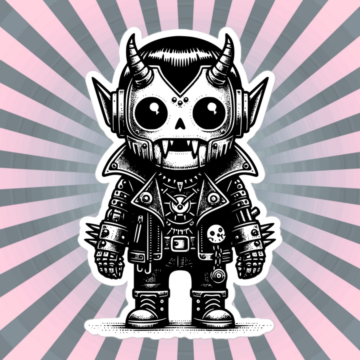 Cute Cyberpunk Cyborg Vampire Gothic Vinyl Waterproof Sticker, Dreamcore Darkcore Weirdcore Cryptid Sticker Weird Stuff Unique Gift
