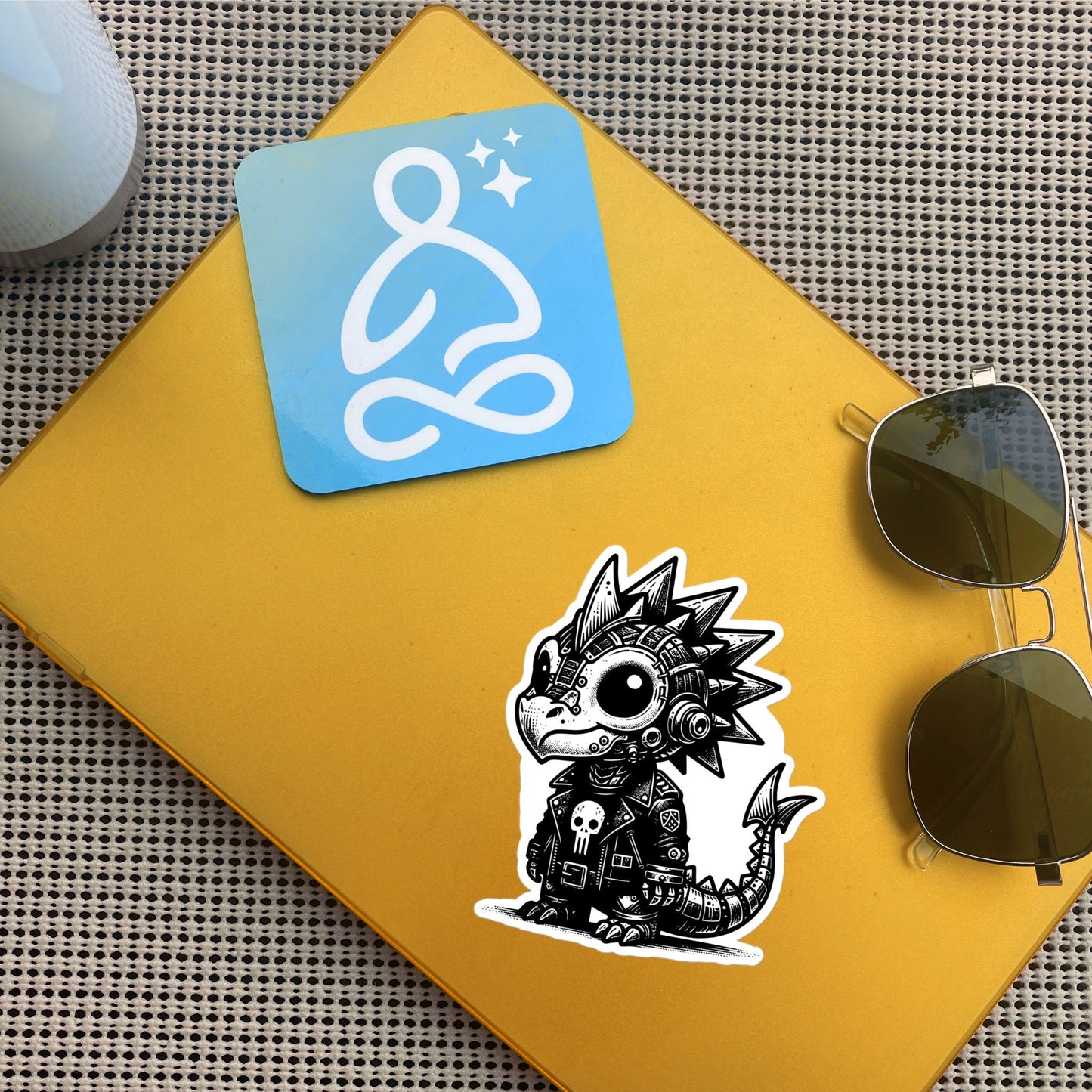 Cute Cyberpunk Cyborg Dragon Gothic Vinyl Waterproof Sticker, Dreamcore Darkcore Weirdcore Cryptid Sticker Weird Stuff Unique Gift