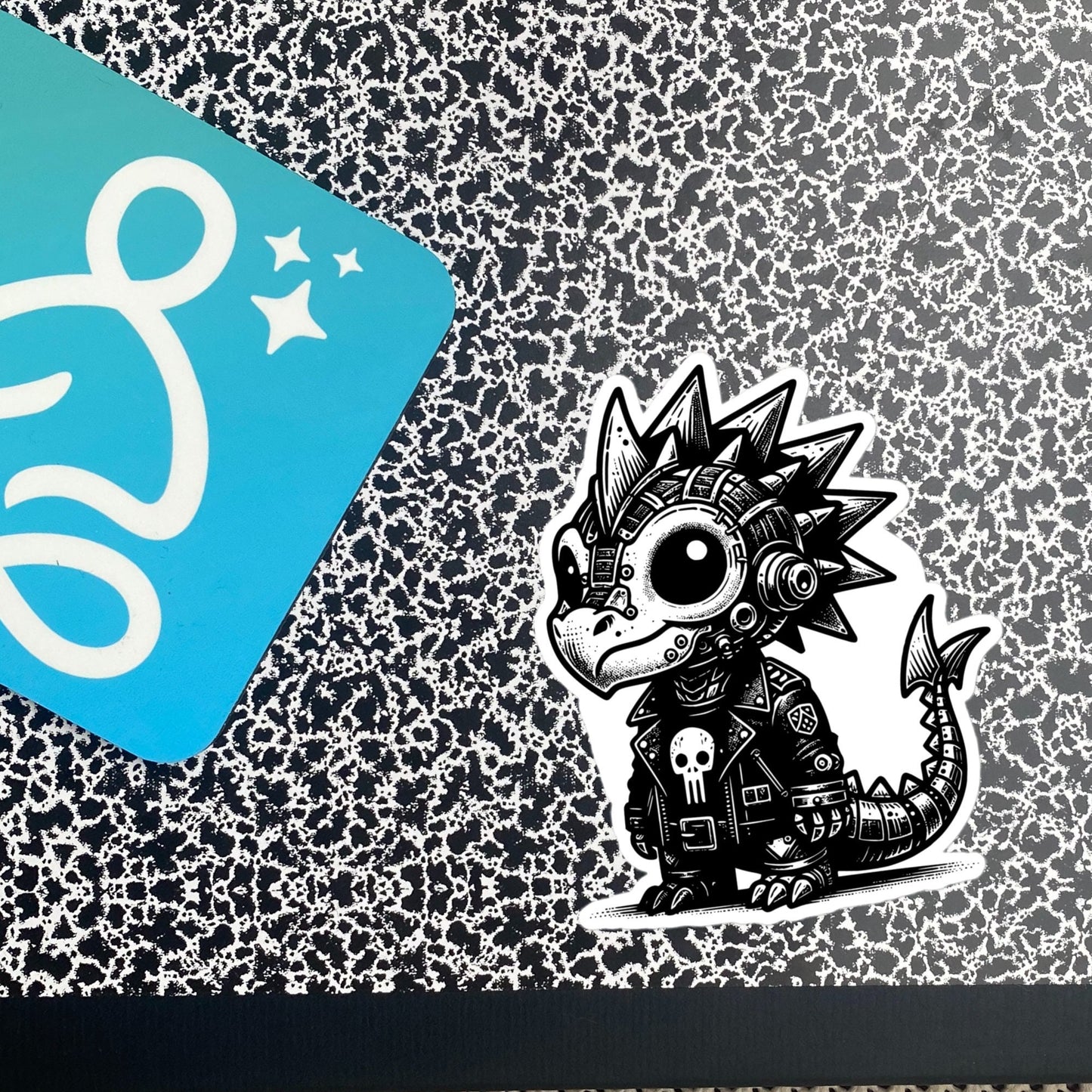 Cute Cyberpunk Cyborg Dragon Gothic Vinyl Waterproof Sticker, Dreamcore Darkcore Weirdcore Cryptid Sticker Weird Stuff Unique Gift