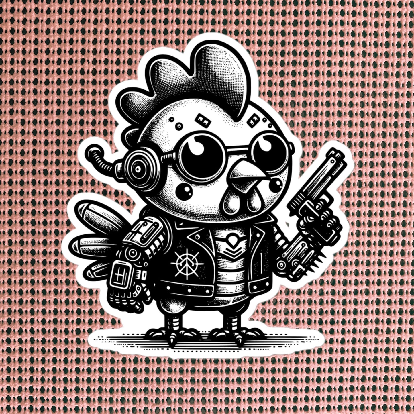 Gothic Grunge Punkrock Cyborg Chicken Sticker Vinyl Waterproof Cyberpunk Animal Sticker for Tumblers, Car Bumpers, Books and Crafts