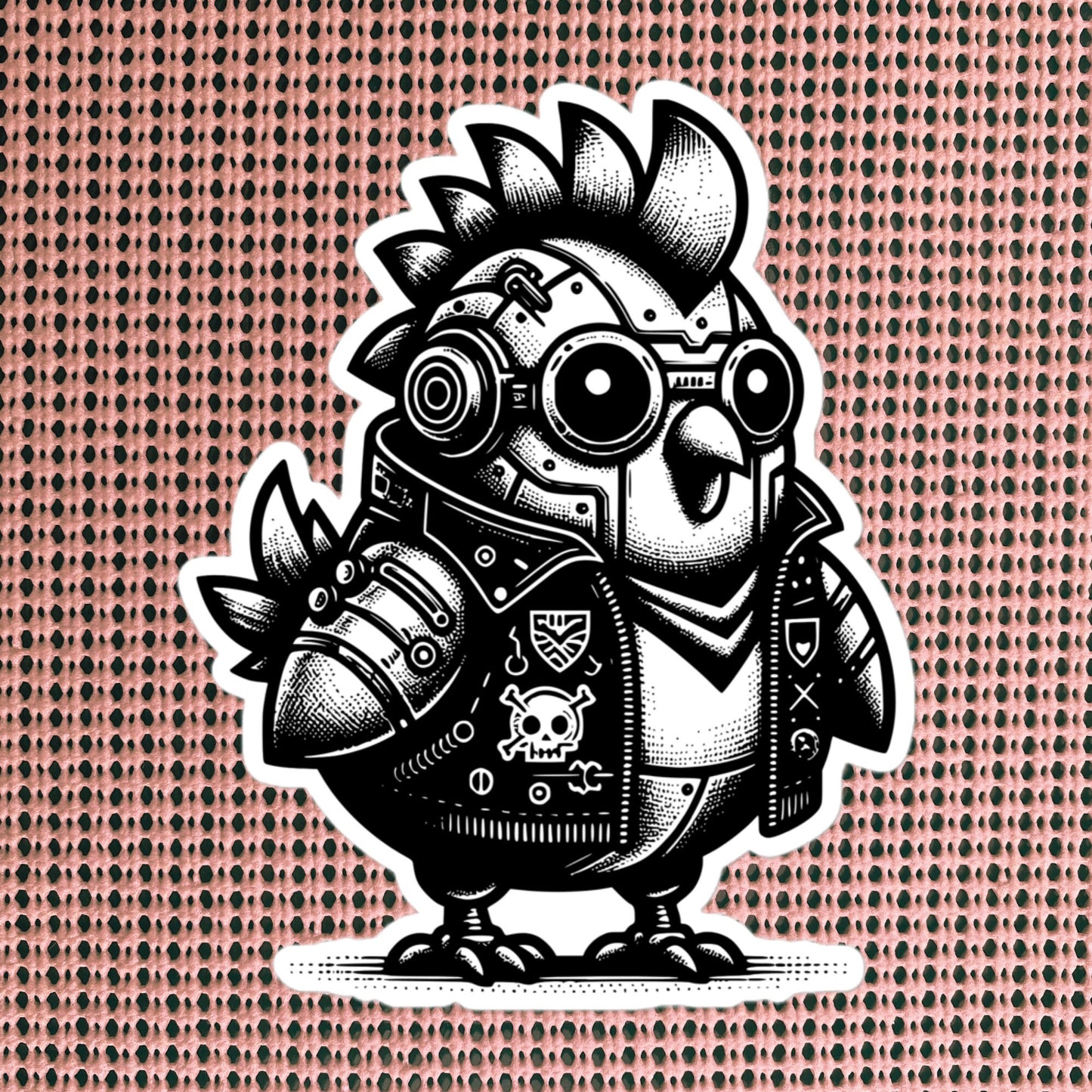 Gothic Grunge Punkrock Cyborg Chubby Chicken Sticker Vinyl Waterproof Cyberpunk Animal Sticker for Tumblers, Car Bumpers, Books and Crafts