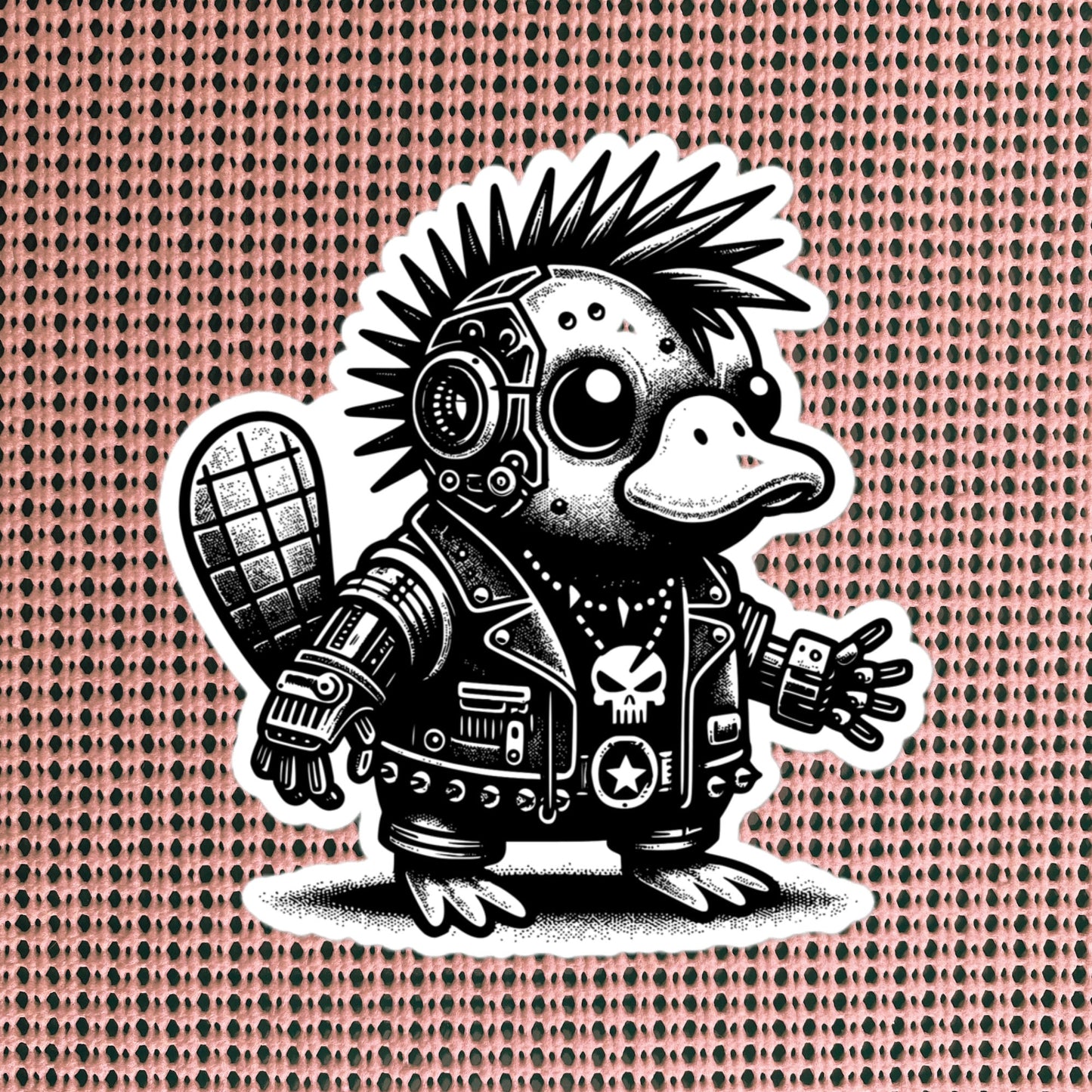 Gothic Grunge Punkrock Cyborg Platypus Sticker Vinyl Waterproof Cyberpunk Animal Sticker for Tumblers, Car Bumpers, Books and Crafts