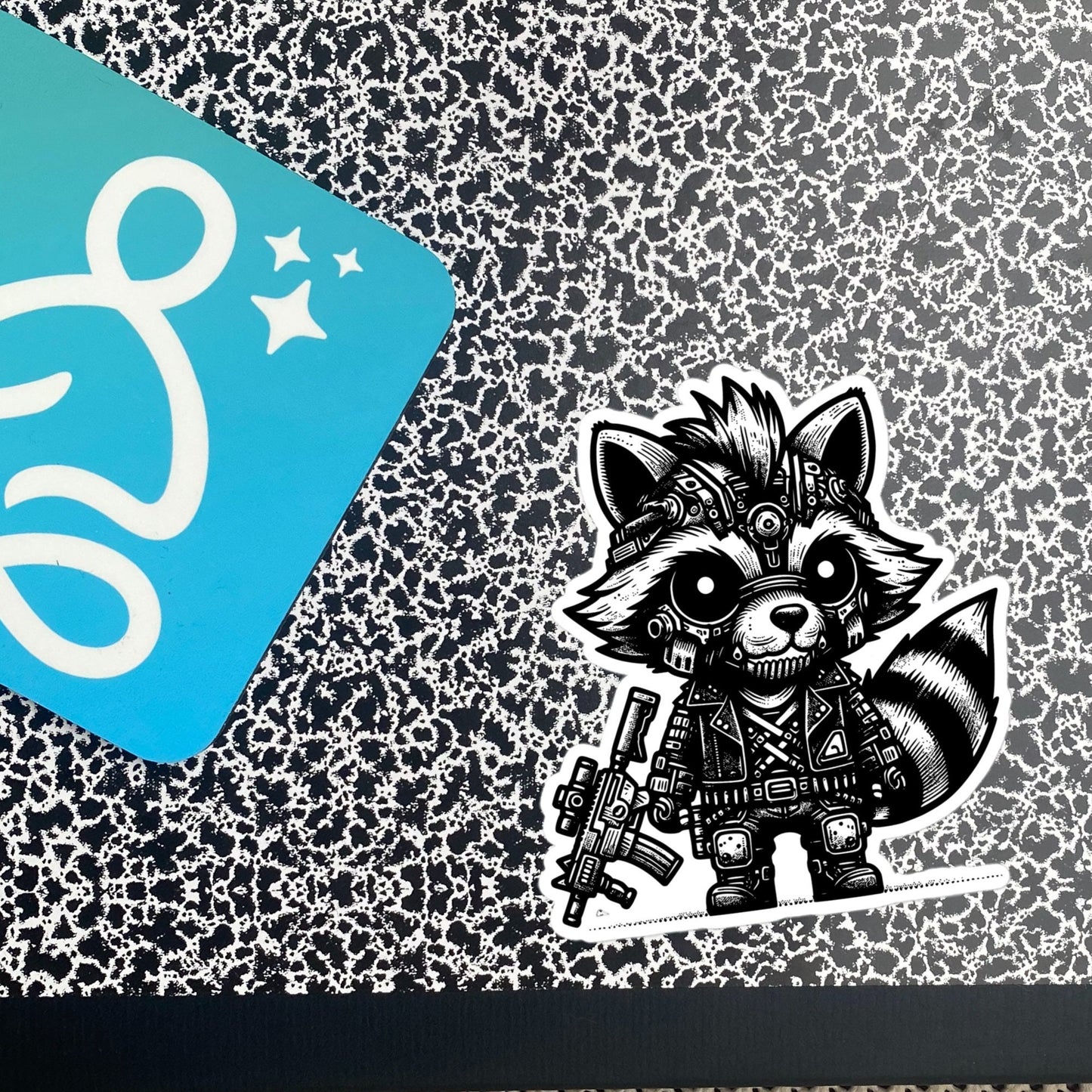 Gothic Grunge Punkrock Cyborg Raccoon Sticker Vinyl Waterproof Cyberpunk Animal Sticker for Tumblers, Car Bumpers, Books and Crafts