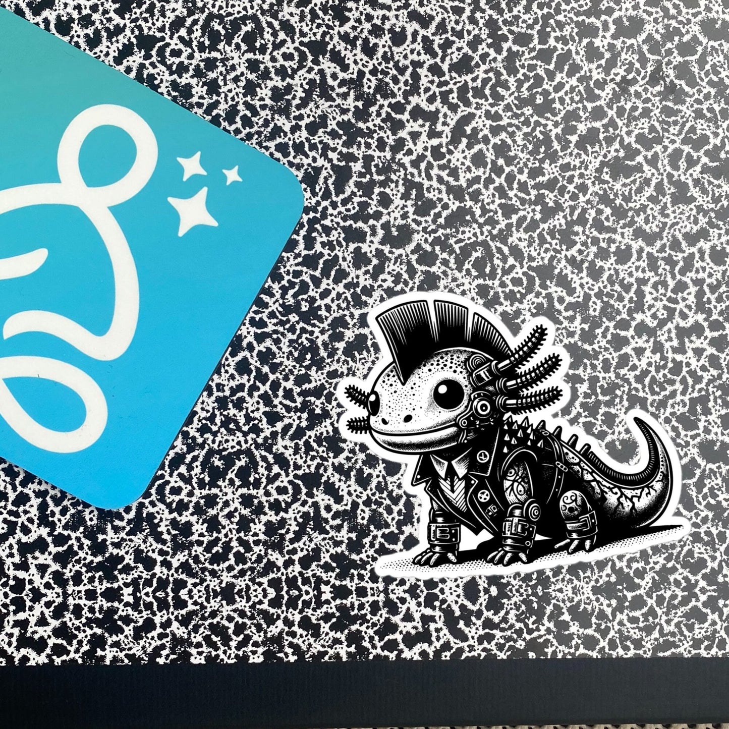 Gothic Grunge Punkrock Cyborg Axolotl Sticker Vinyl Waterproof Cyberpunk Animal Sticker for Tumblers, Car Bumpers, Books and Crafts