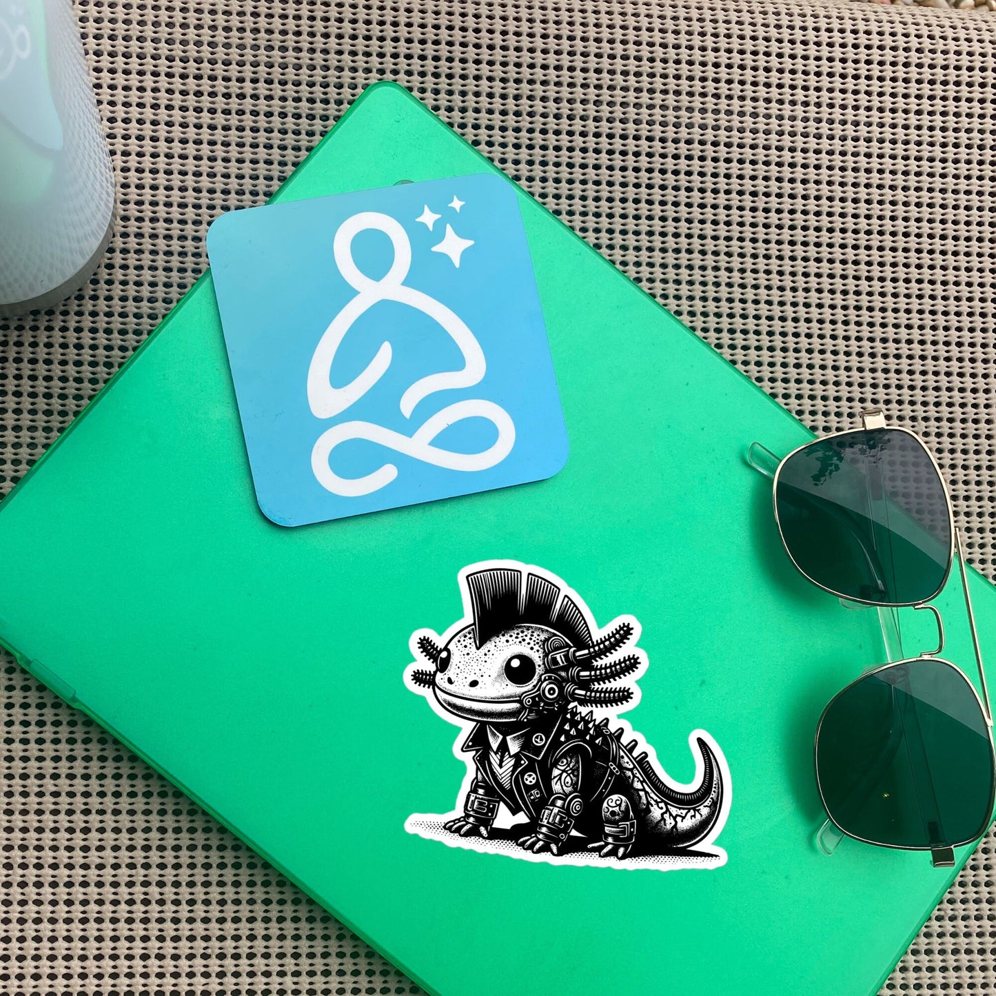 Gothic Grunge Punkrock Cyborg Axolotl Sticker Vinyl Waterproof Cyberpunk Animal Sticker for Tumblers, Car Bumpers, Books and Crafts
