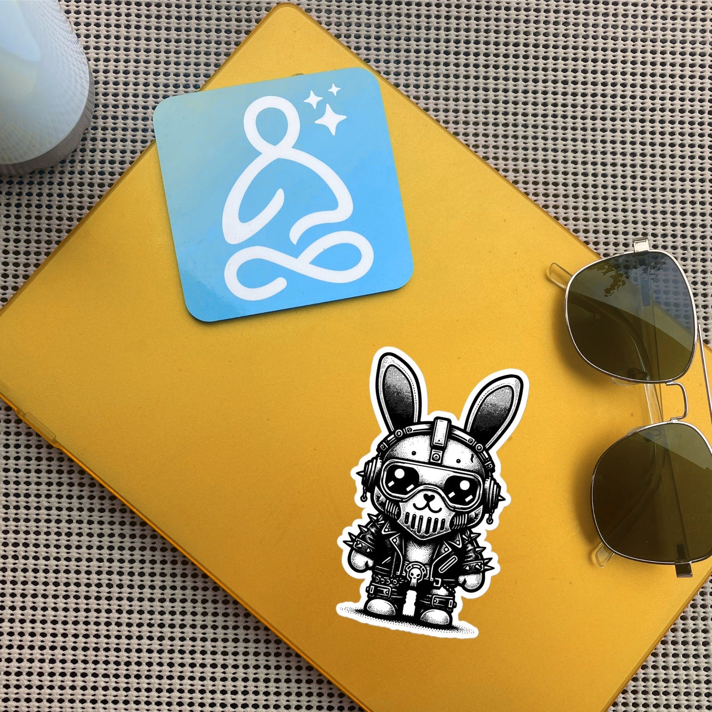 Gothic Grunge Punkrock Cyborg Bunny Rabbit Sticker Vinyl Waterproof Cyberpunk Animal Sticker for Tumblers, Car Bumpers, Books and Crafts