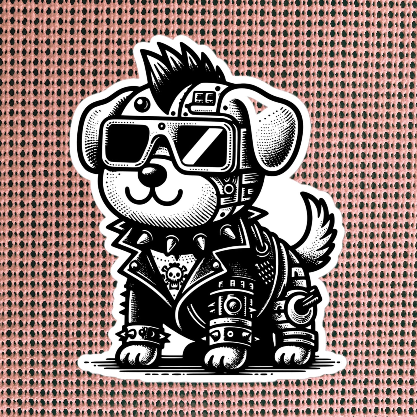 Gothic Grunge Punkrock Cyborg Dog Sticker Vinyl Waterproof Cyberpunk Animal Sticker for Tumblers, Car Bumpers, Books and Crafts