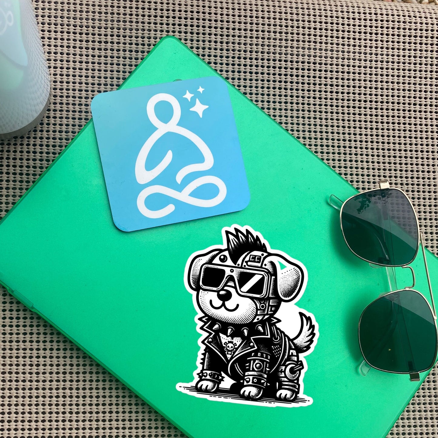 Gothic Grunge Punkrock Cyborg Dog Sticker Vinyl Waterproof Cyberpunk Animal Sticker for Tumblers, Car Bumpers, Books and Crafts