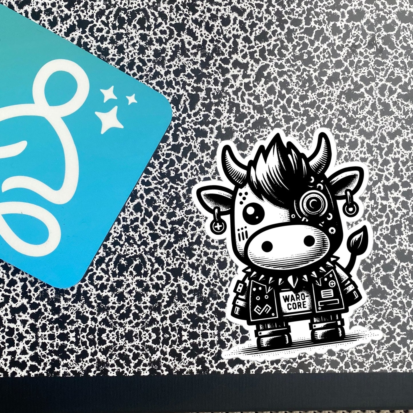 Gothic Grunge Punkrock Cyborg Cow Sticker Vinyl Waterproof Cyberpunk Animal Sticker for Tumblers, Car Bumpers, Books and Crafts