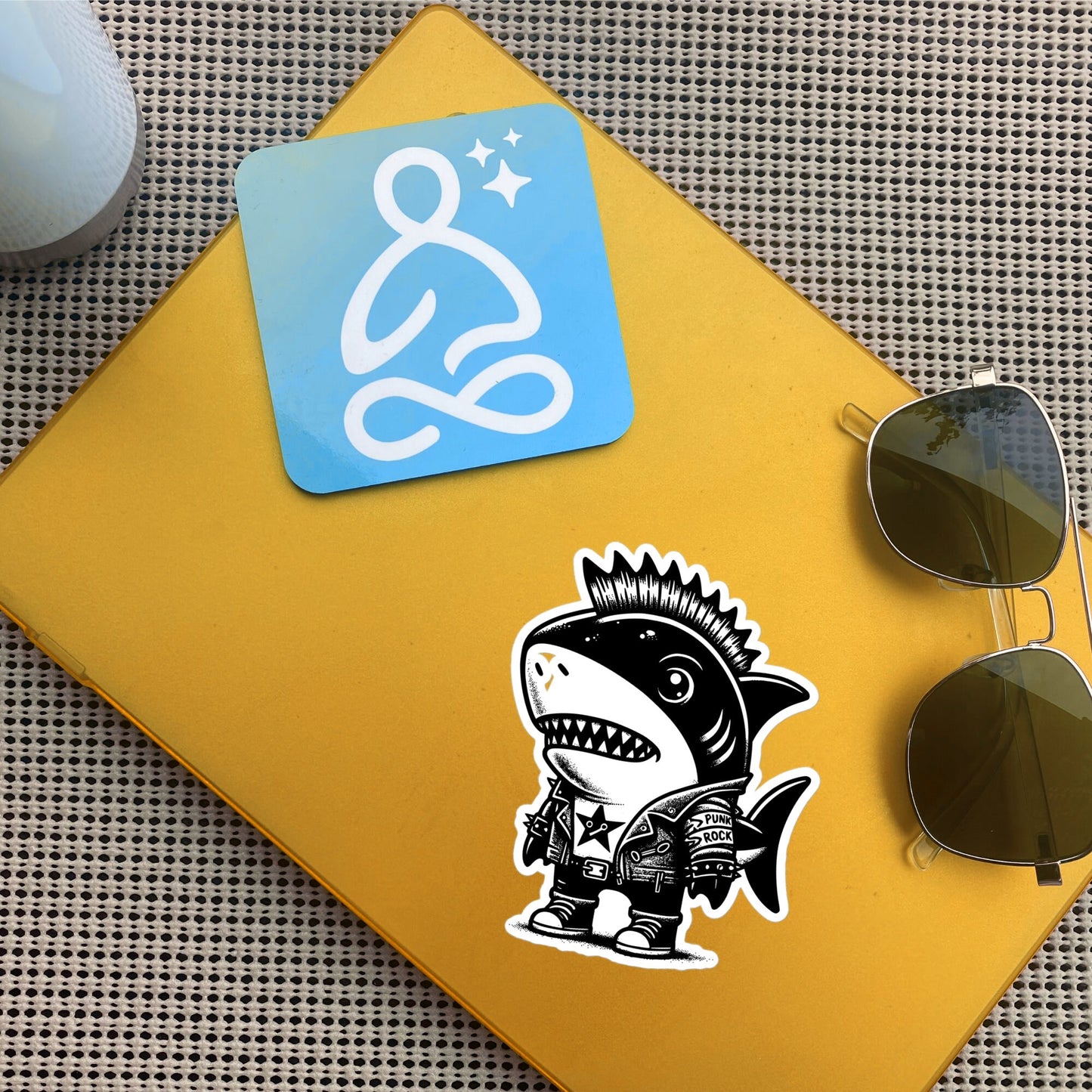 Gothic Grunge Punkrock Cyborg Shark Sticker Vinyl Waterproof Cyberpunk Animal Sticker for Tumblers, Car Bumpers, Books and Crafts