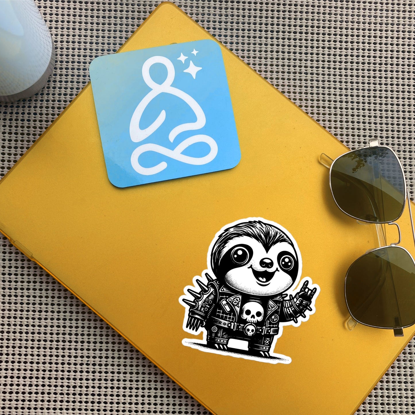Gothic Grunge Punkrock Cyborg Sloth Sticker Vinyl Waterproof Cyberpunk Animal Sticker for Tumblers, Car Bumpers, Books and Crafts