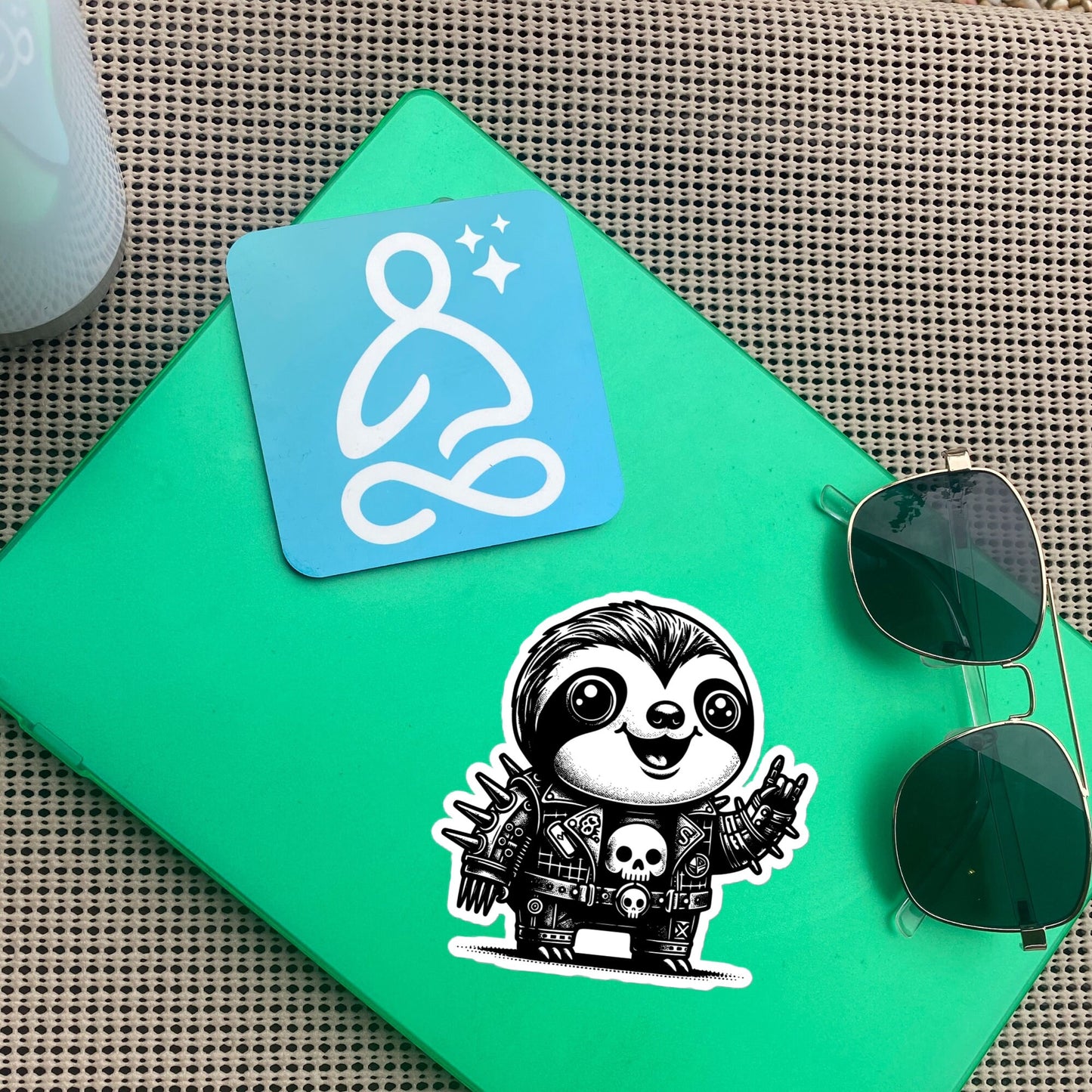 Gothic Grunge Punkrock Cyborg Sloth Sticker Vinyl Waterproof Cyberpunk Animal Sticker for Tumblers, Car Bumpers, Books and Crafts