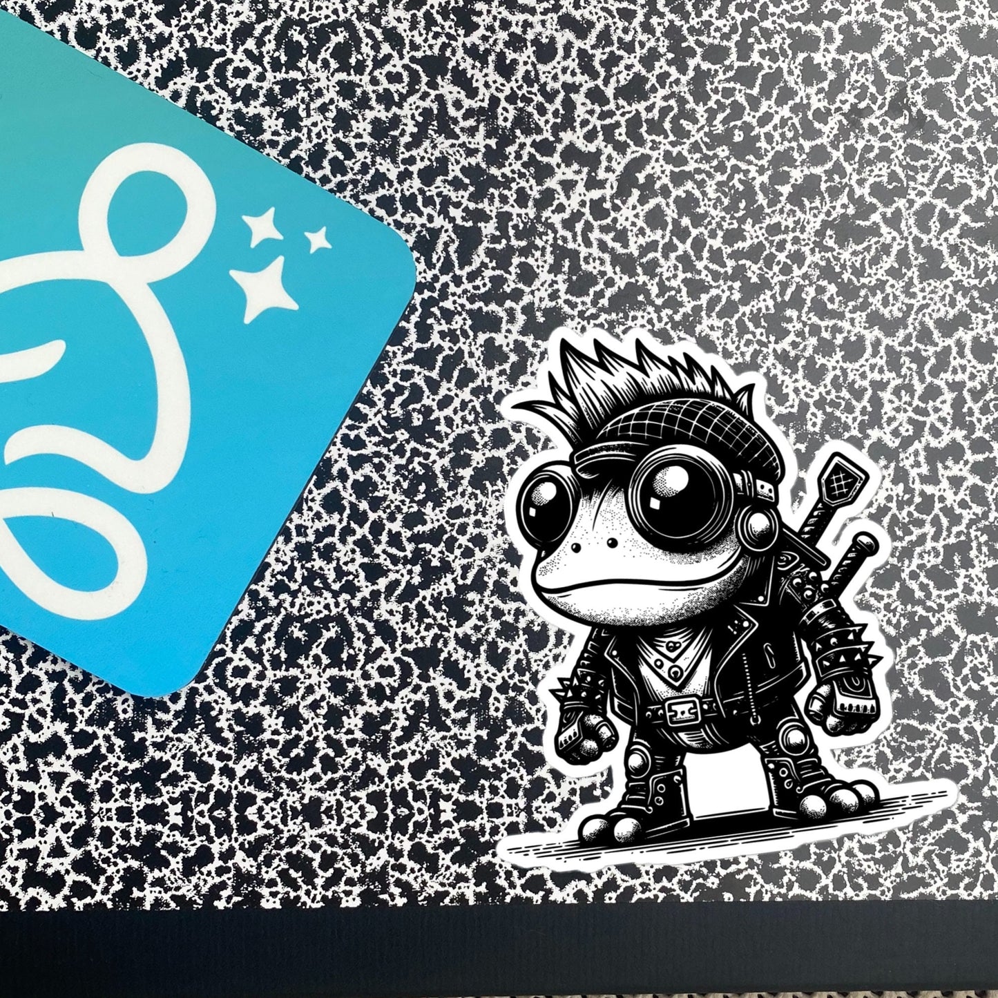 Gothic Grunge Punkrock Cyborg Frog Sticker Vinyl Waterproof Cyberpunk Animal Sticker for Tumblers, Car Bumpers, Books and Crafts
