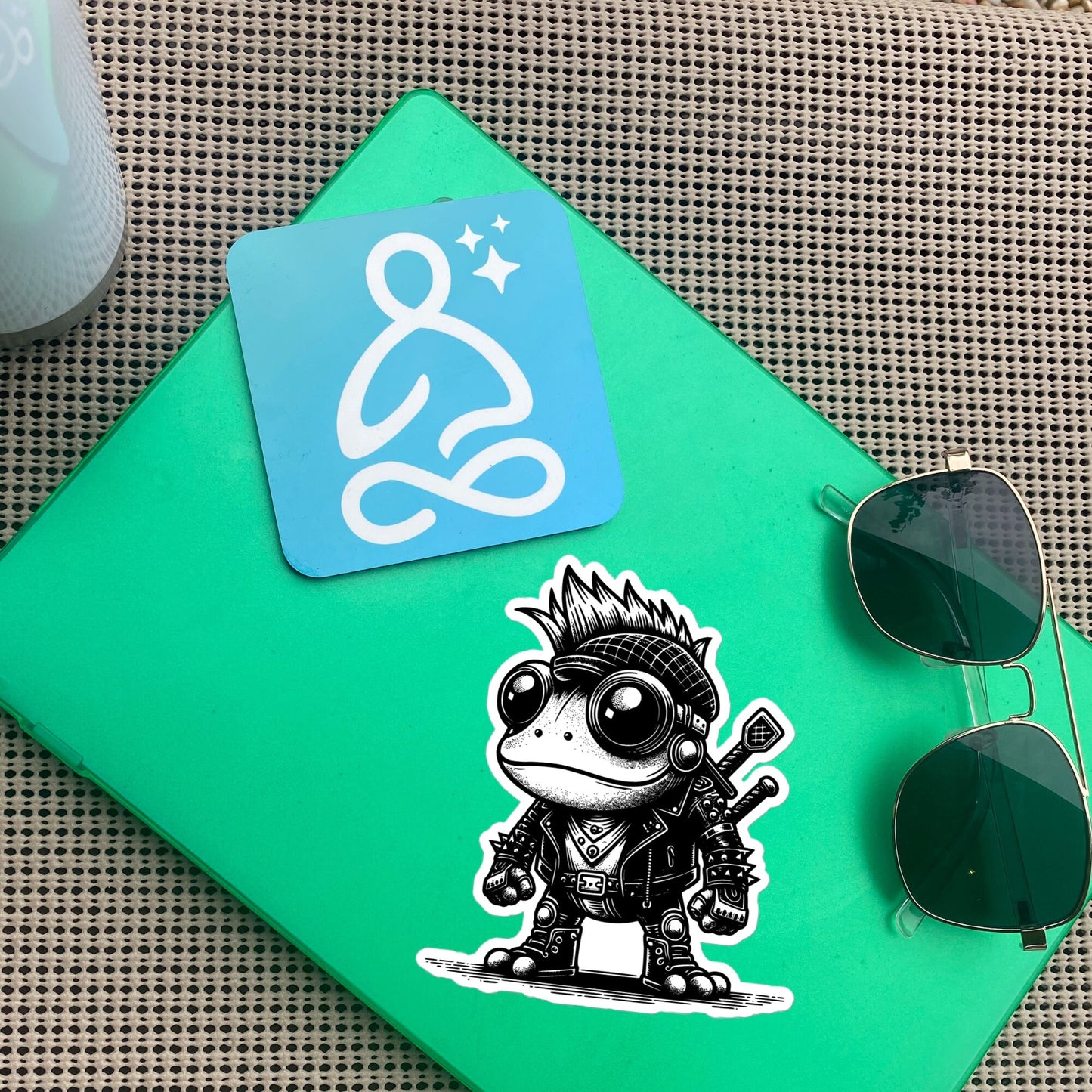 Gothic Grunge Punkrock Cyborg Frog Sticker Vinyl Waterproof Cyberpunk Animal Sticker for Tumblers, Car Bumpers, Books and Crafts