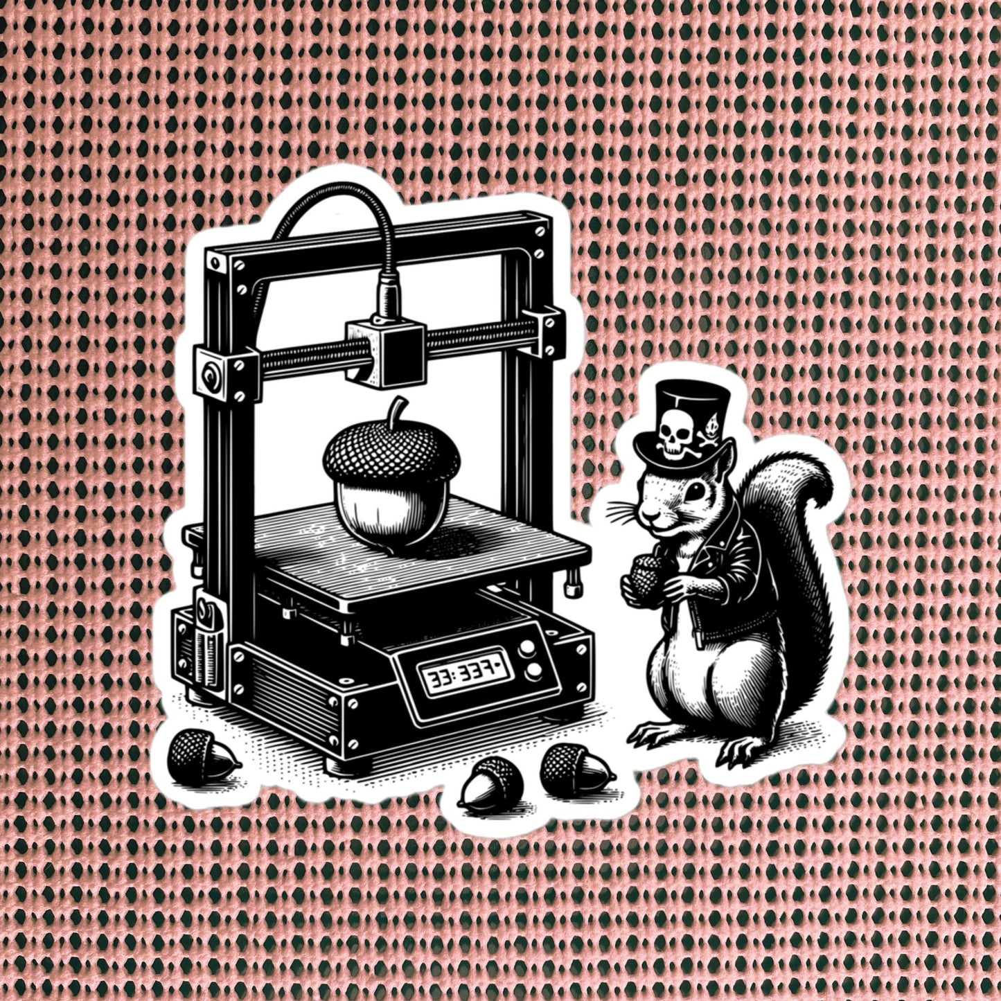 Cyber Goth Punk Squirrel 3D Printing Acorn Sticker, Weirdcore Animal Vinyl Waterproof Weird Sticker for Tumblers, Bumpers, Books & Crafts