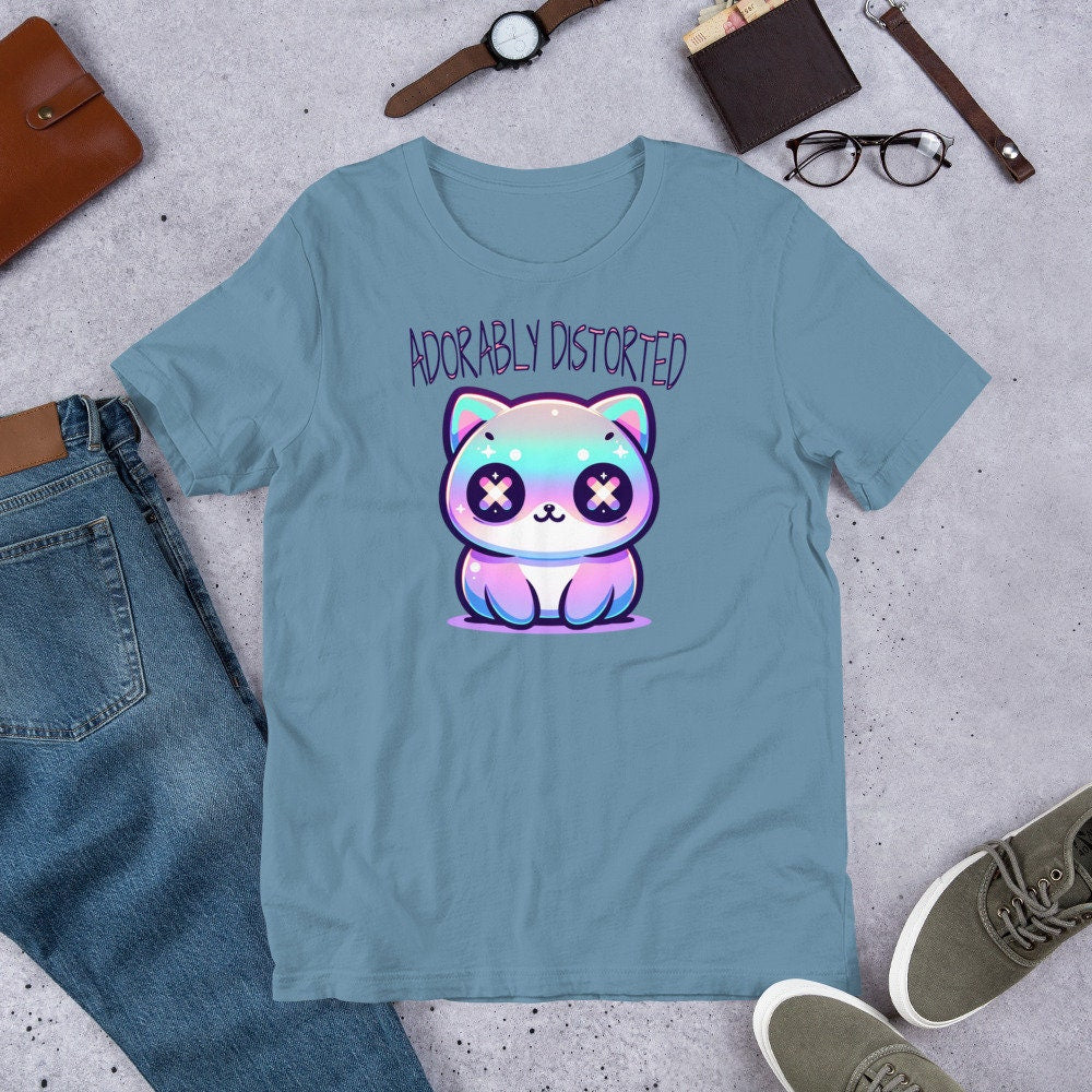 Weirdcore Pastel Goth Grunge Cute Kitty Cat Shirt Adorably Distorted T-Shirt Weird Stuff Oddcore Tee