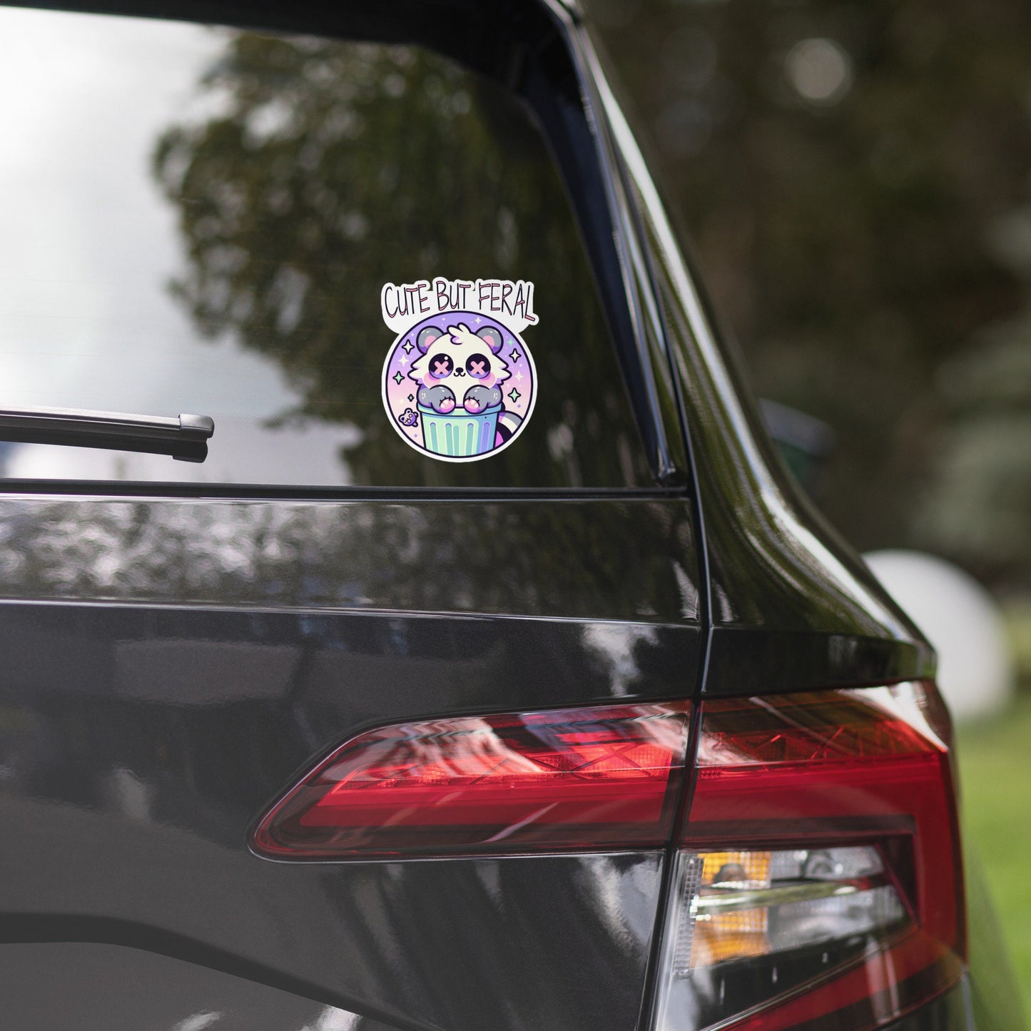 Weirdcore Pastel Goth Grunge Cute Raccoon Sticker Cute But Feral Vinyl Waterproof Sticker Weird Stuff Oddcore Gift