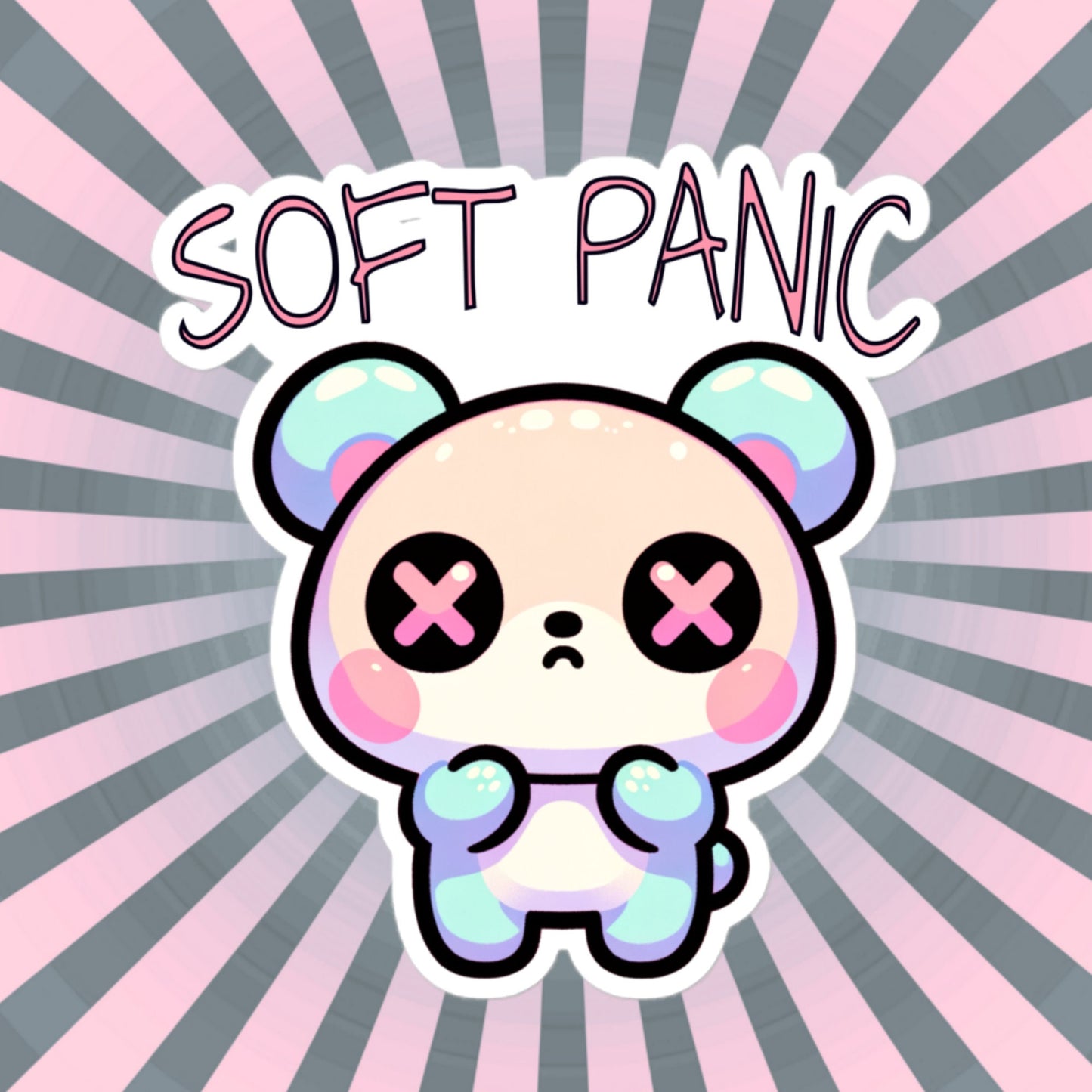 Weirdcore Pastel Goth Grunge Cute Anxious Bear Sticker Soft Panic Vinyl Waterproof Sticker Weird Stuff Oddcore Gift