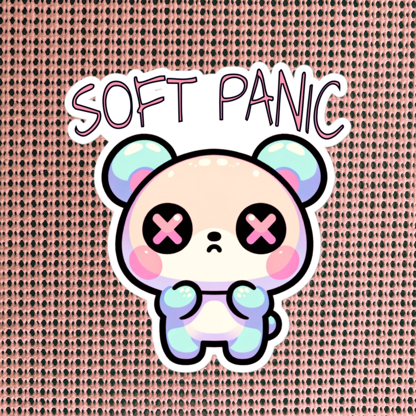 Weirdcore Pastel Goth Grunge Cute Anxious Bear Sticker Soft Panic Vinyl Waterproof Sticker Weird Stuff Oddcore Gift