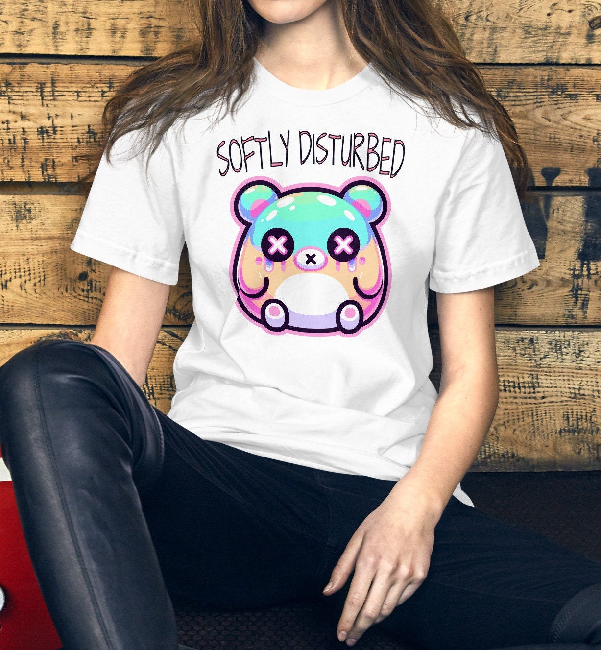 Weirdcore Pastel Goth Grunge Cute Bear Shirt Softly Disturbed Anxiety T-Shirt Weird Stuff Oddcore