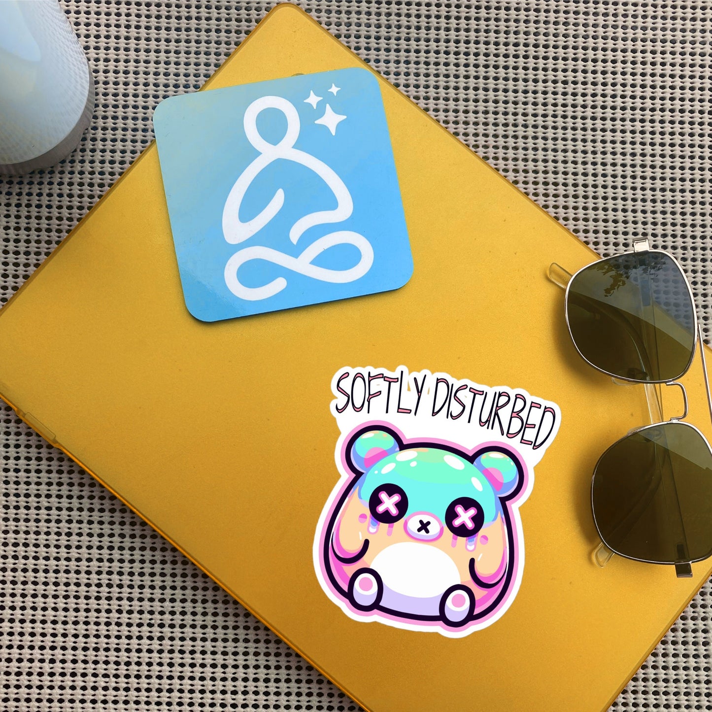 Weirdcore Pastel Goth Grunge Cute Anxiety Bear Sticker Softly Disturbed Vinyl Waterproof Sticker Weird Stuff Oddcore Gift