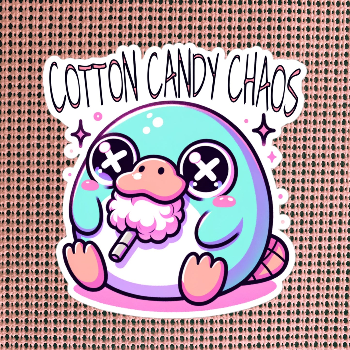Weirdcore Pastel Goth Grunge Cute Platypus Sticker Cotton Candy Chaos Vinyl Waterproof Sticker Weird Stuff Oddcore Gift