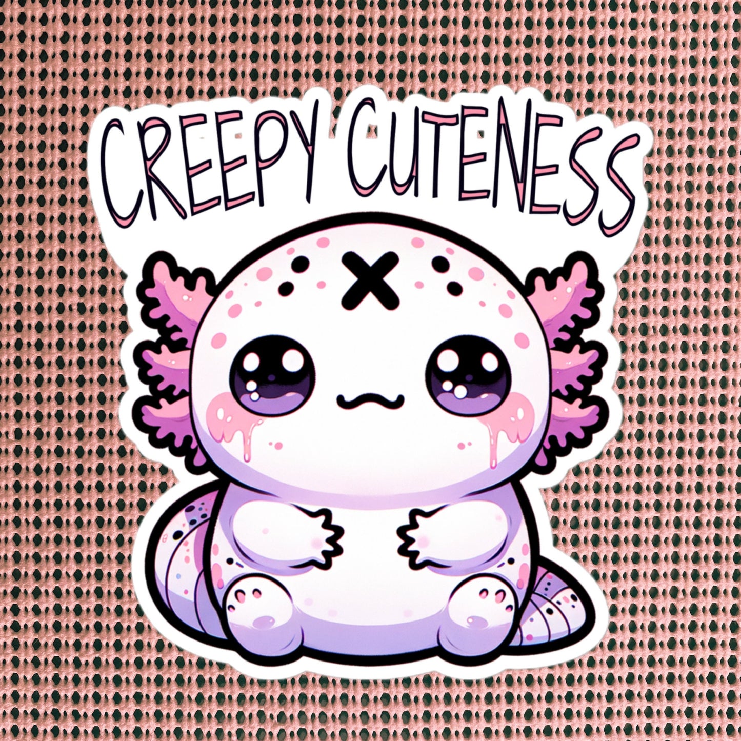 Weirdcore Pastel Goth Grunge Cute Axolotl Sticker Creepy Cuteness Vinyl Waterproof Sticker Weird Stuff Oddcore Gift