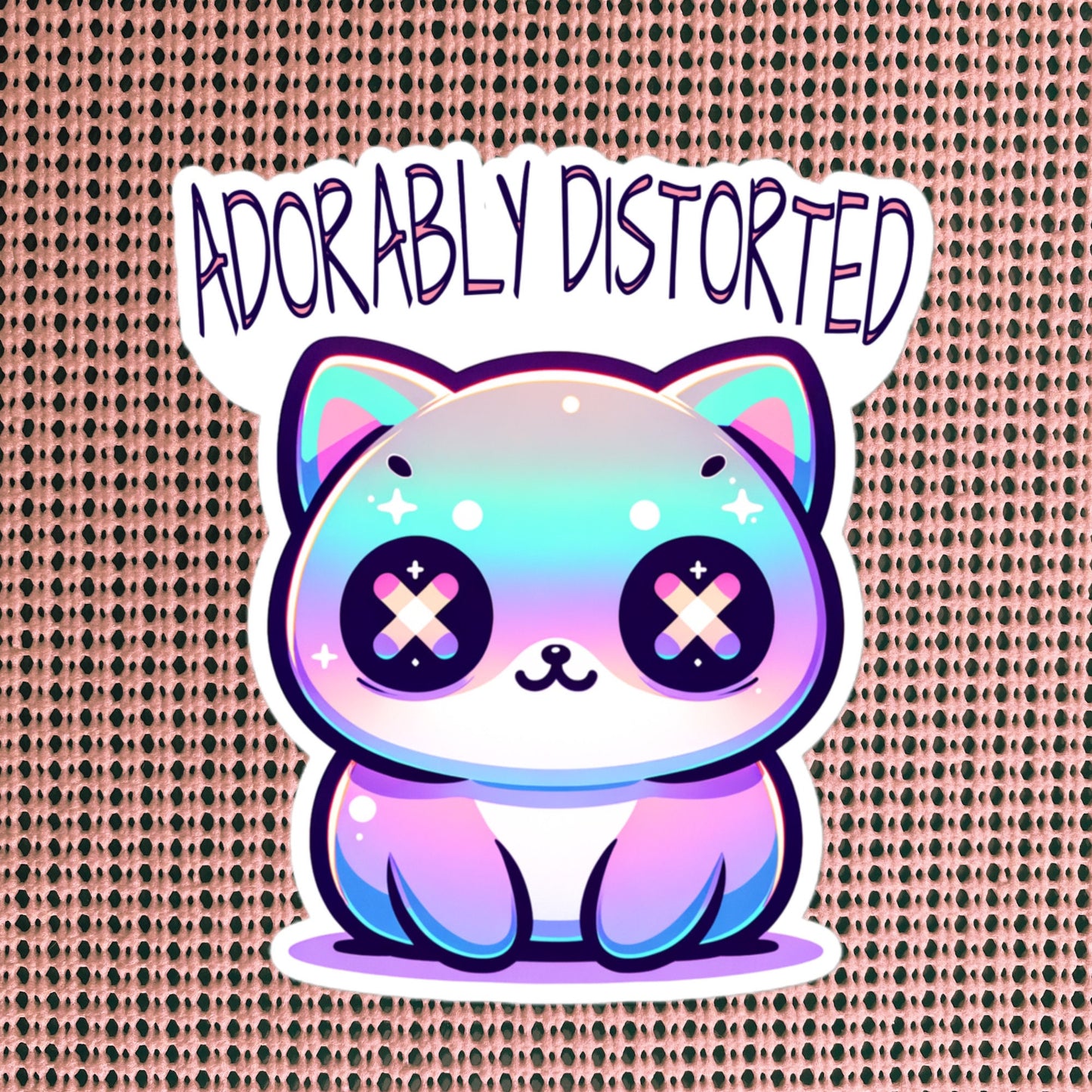 Weirdcore Pastel Goth Grunge Cute Trippy Cat Sticker Adorably Distorted Vinyl Waterproof Sticker Weird Stuff Oddcore Gift