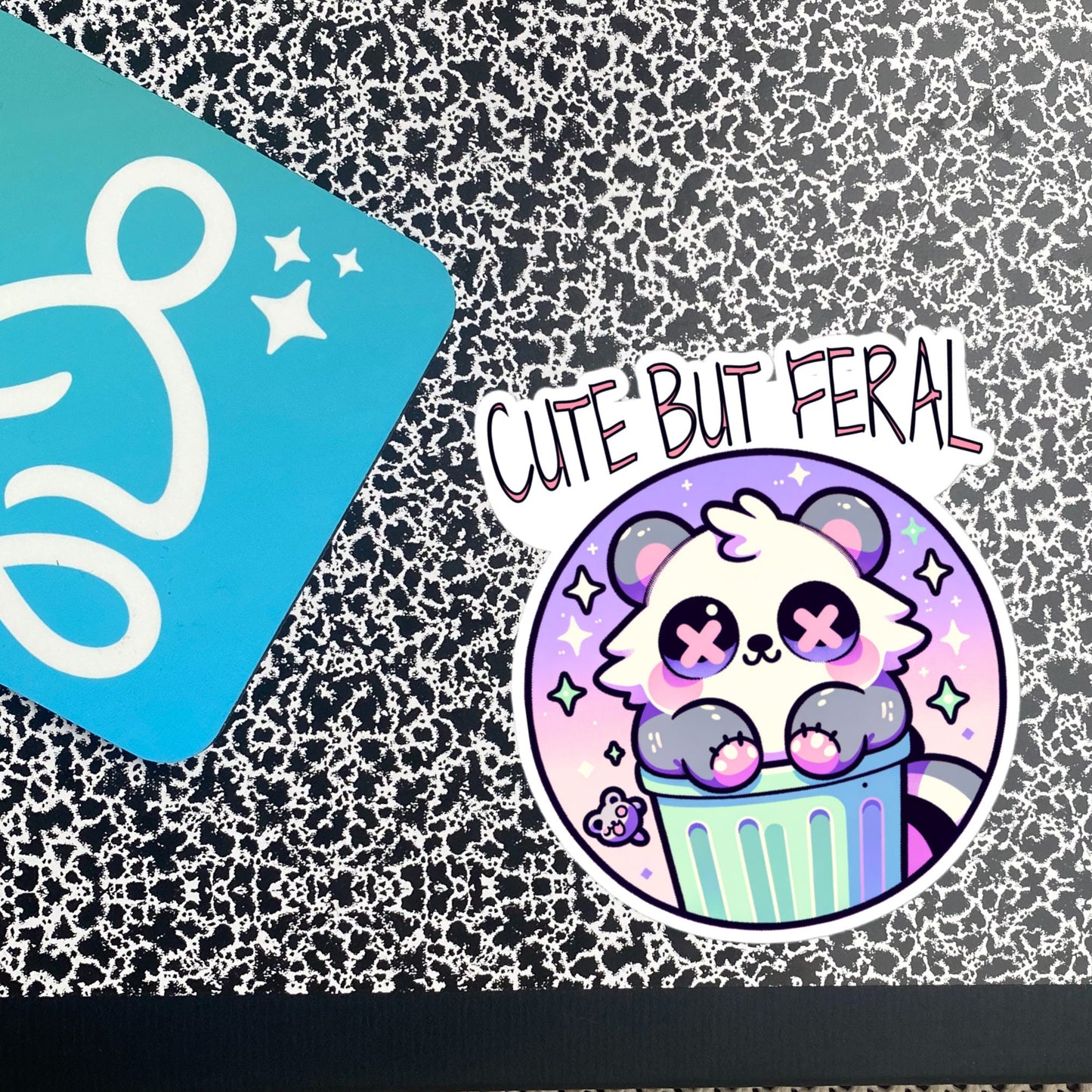 Weirdcore Pastel Goth Grunge Cute Raccoon Sticker Cute But Feral Vinyl Waterproof Sticker Weird Stuff Oddcore Gift