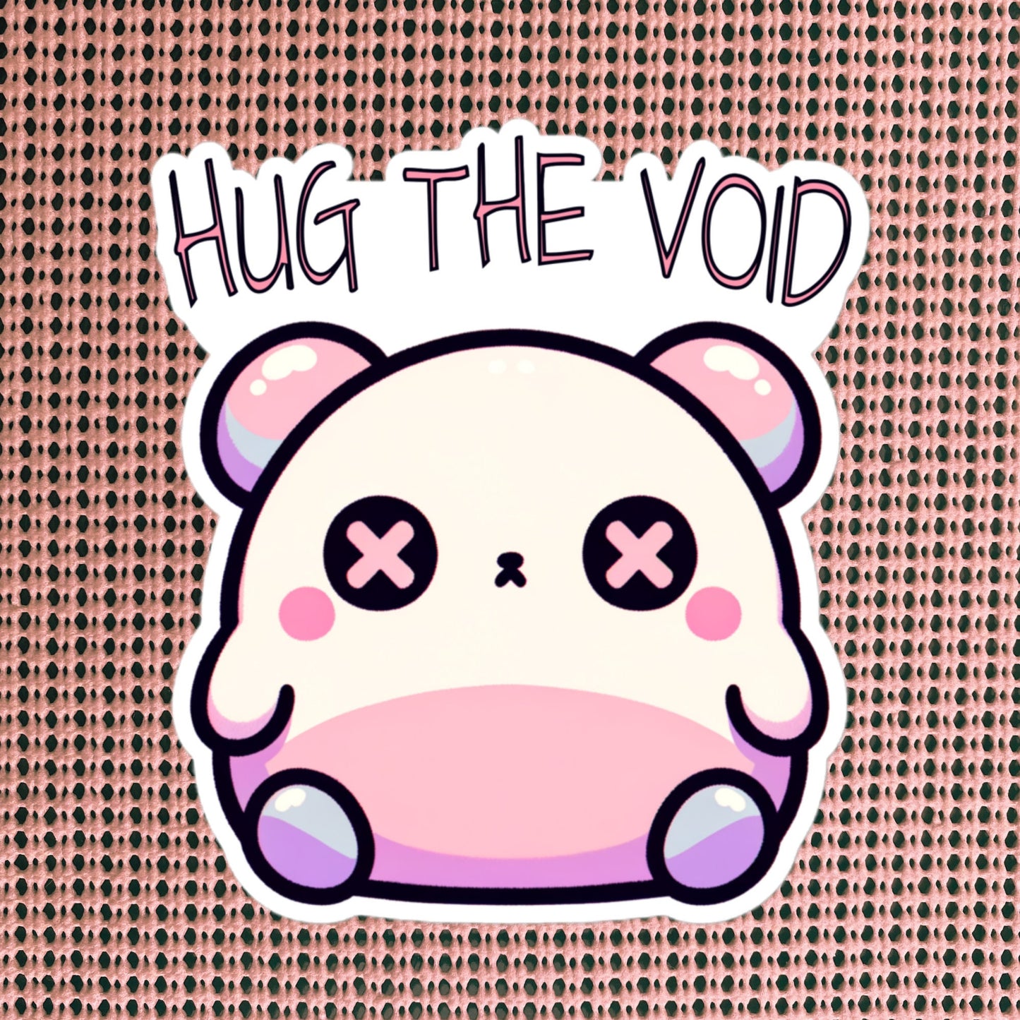 Weirdcore Pastel Goth Grunge Cute Chubby Bear Sticker Hug The Void Vinyl Waterproof Sticker Weird Stuff Oddcore Gift