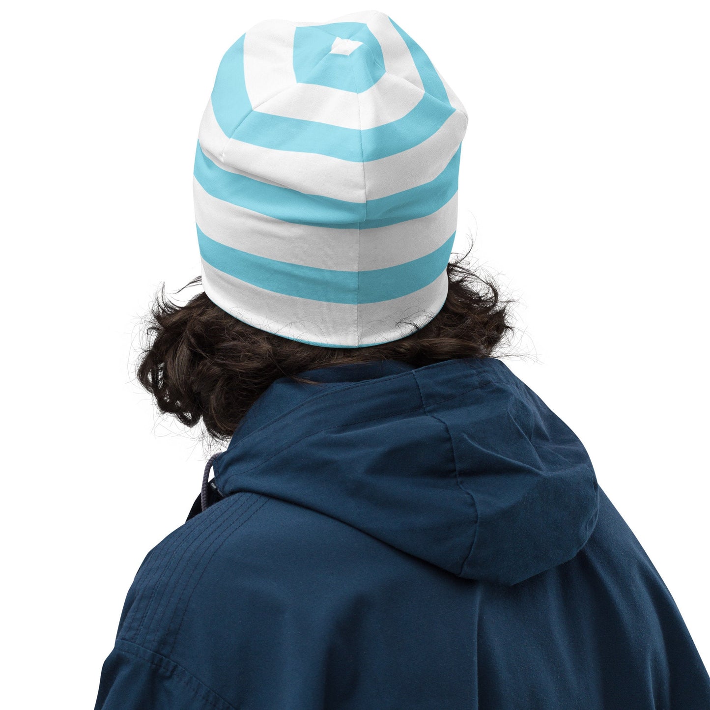Weirdcore Pastel Goth Grunge Cute Bear Striped Beanie, Oddly Adorable Oddcore Beanie Hat