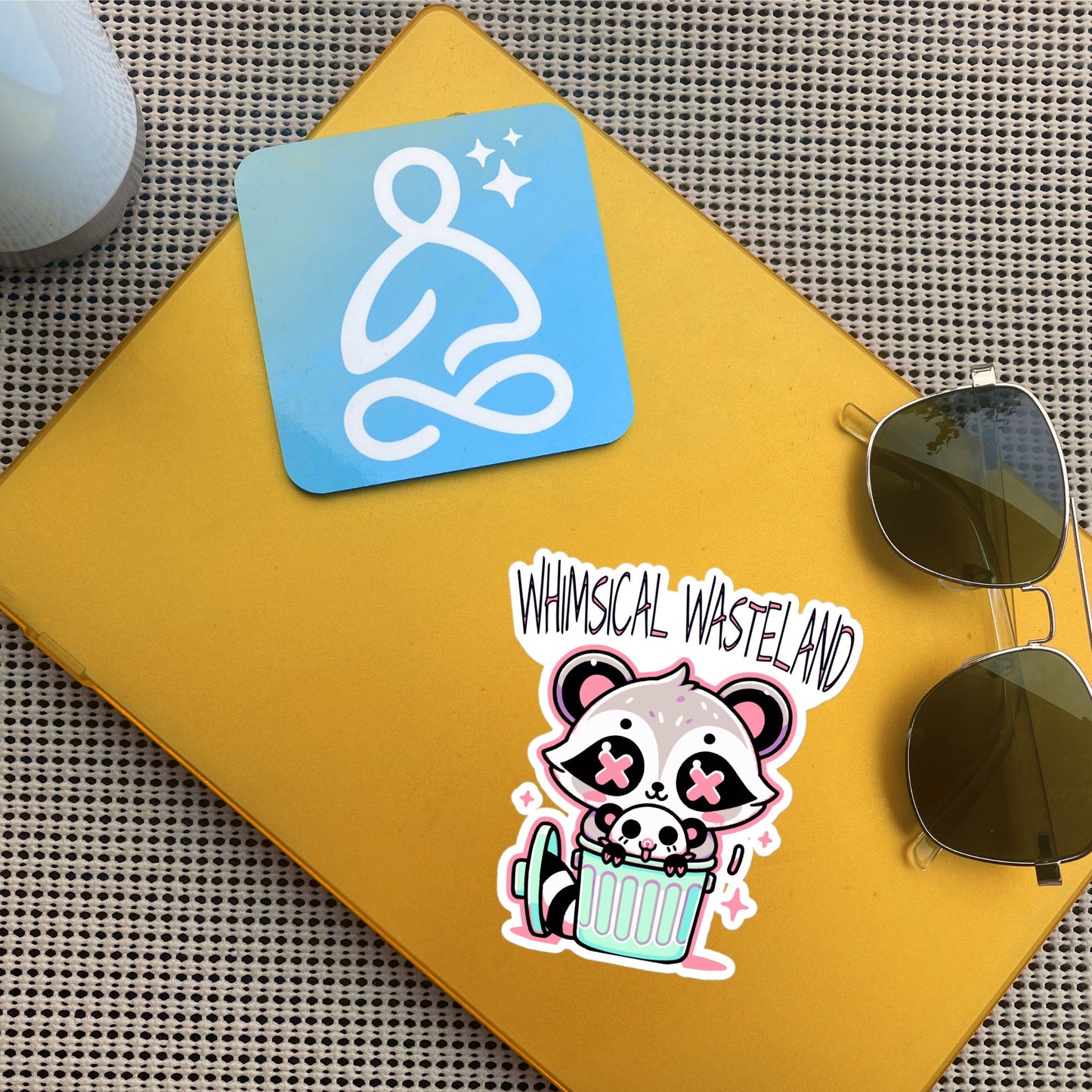 Weirdcore Pastel Goth Grunge Cute Raccoon Opossum Sticker Whimsical Wasteland Vinyl Waterproof Sticker Weird Stuff Oddcore Gift