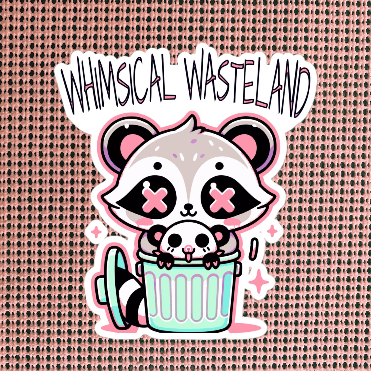Weirdcore Pastel Goth Grunge Cute Raccoon Opossum Sticker Whimsical Wasteland Vinyl Waterproof Sticker Weird Stuff Oddcore Gift