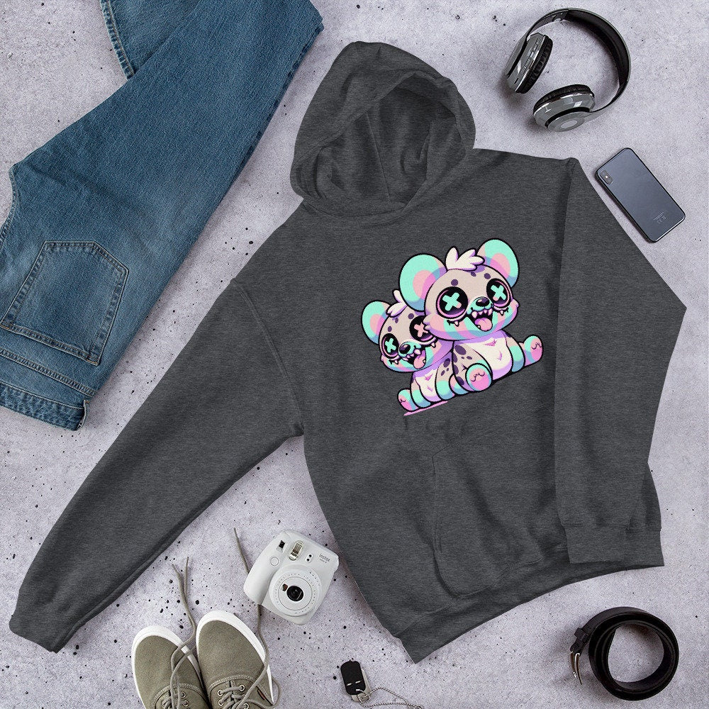Weirdcore Creepy Cute Hyena Twins Pastel Goth Grunge Unisex Hoodie