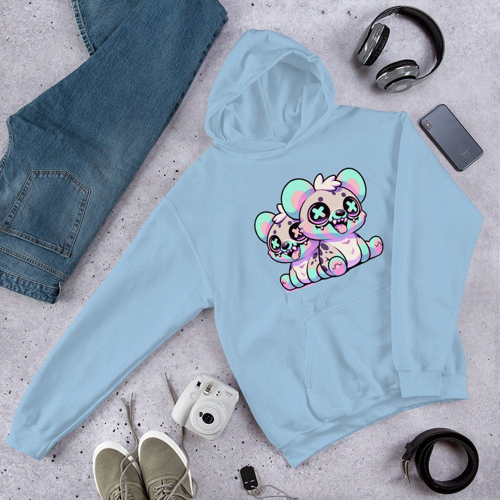 Weirdcore Creepy Cute Hyena Twins Pastel Goth Grunge Unisex Hoodie