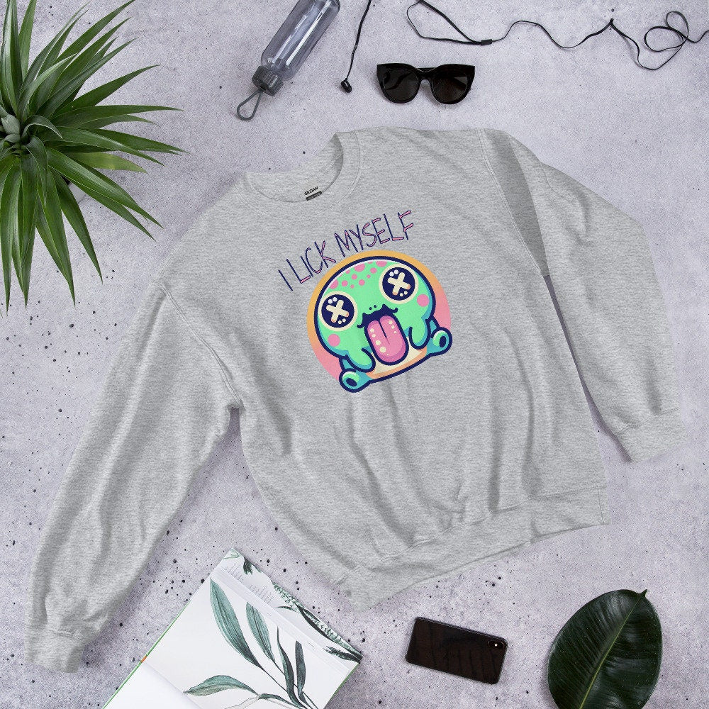 Creepy Cute Weirdcore Trippy Toad Sweatshirt I Lick Myself Grunge Colorado River Toad Sweater