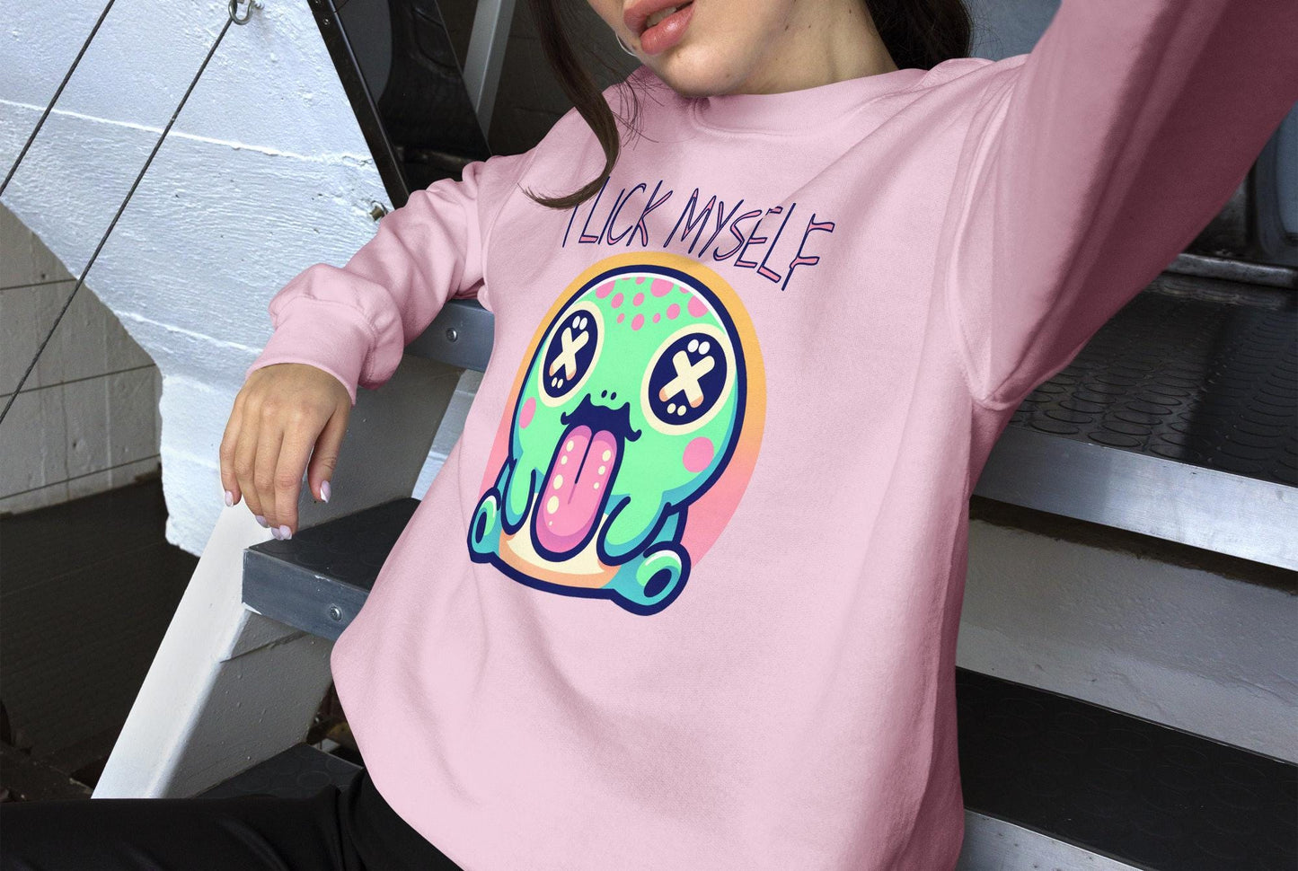 Creepy Cute Weirdcore Trippy Toad Sweatshirt I Lick Myself Grunge Colorado River Toad Sweater